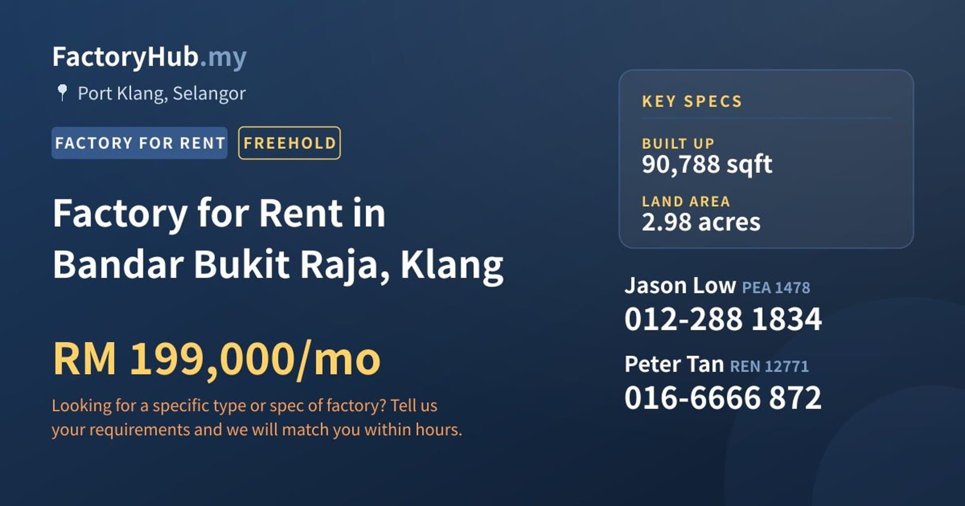 Factory for Rent in Bandar Bukit Raja, Klang - Property image 1 of 2