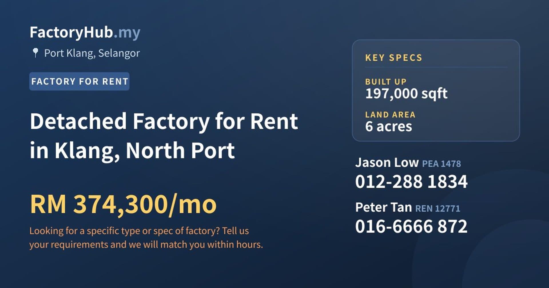 Detached Factory for Rent in Klang, North Port - Property image 1 of 2