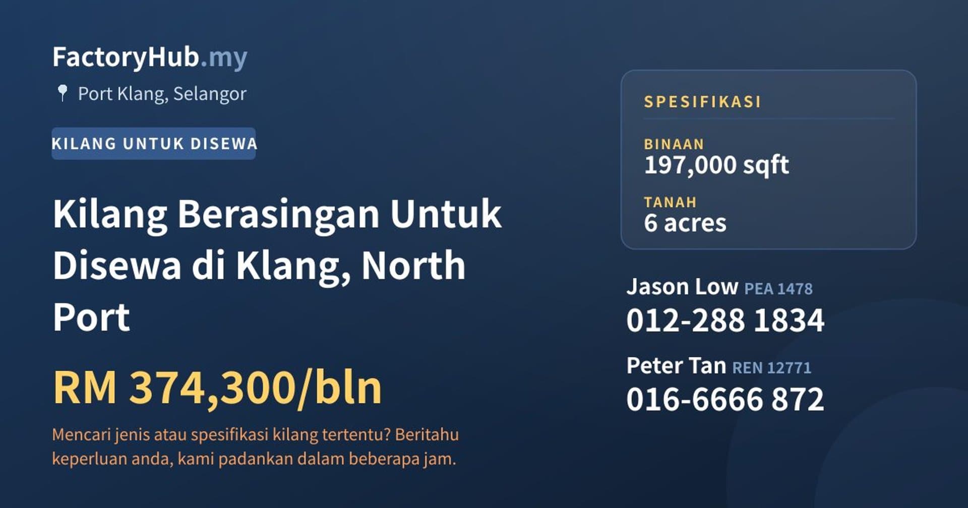 Kilang Berasingan Untuk Disewa di Klang, North Port · Imej hartanah 1/2