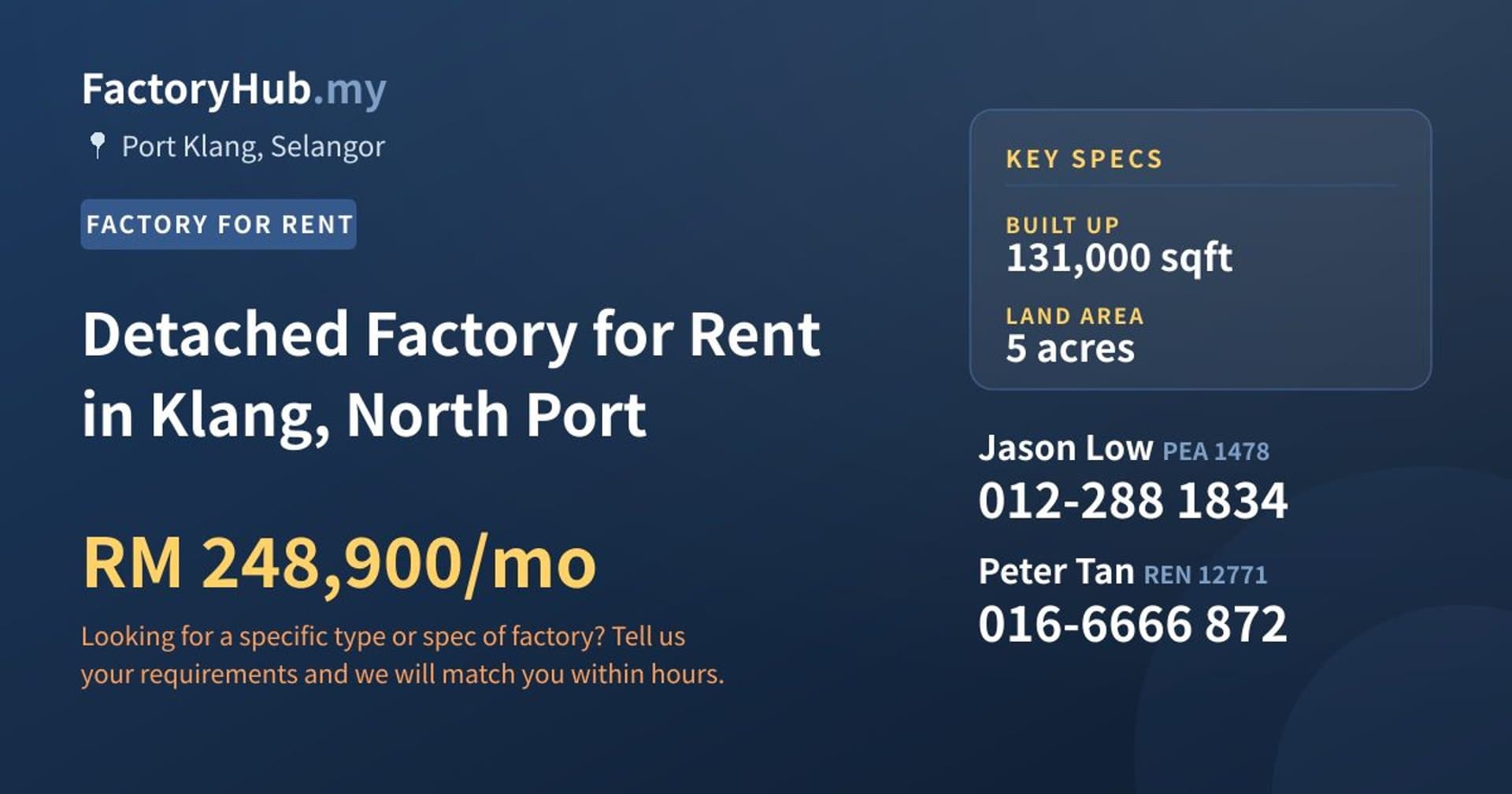 Detached Factory for Rent in Klang, North Port - Property image 1 of 2