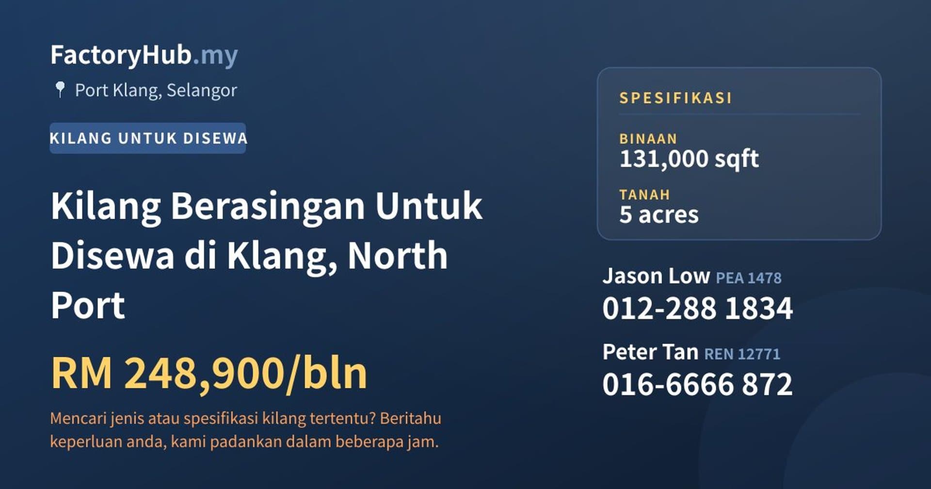Kilang Berasingan Untuk Disewa di Klang, North Port · Imej hartanah 1/2