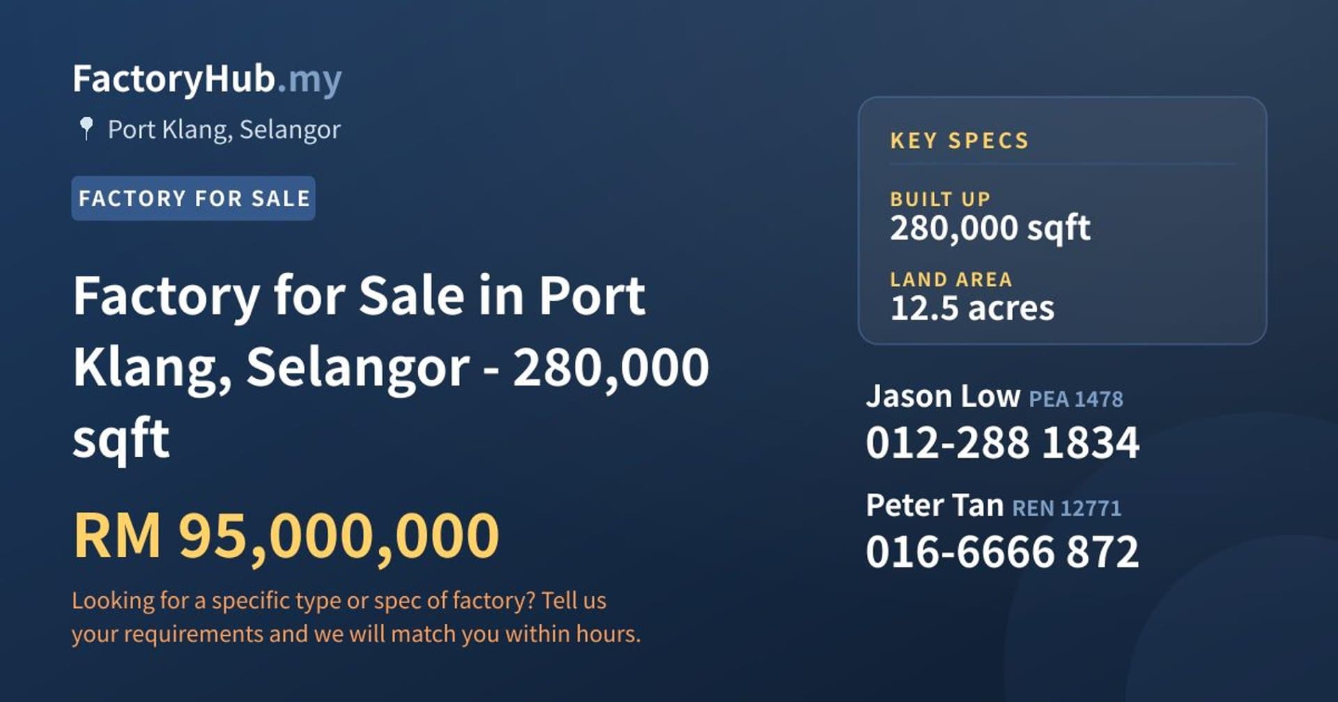 Factory for Sale in Port Klang, Selangor - 280,000 sqft - Property image 1 of 2