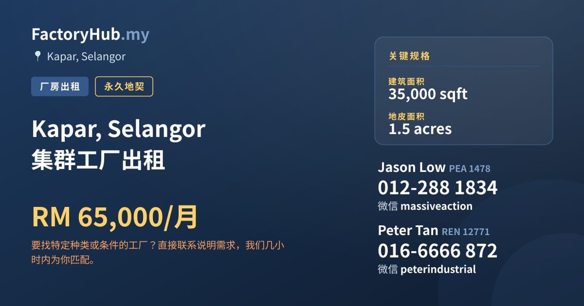 Kapar, Selangor 集群工厂出租 · 房源图片 1/2