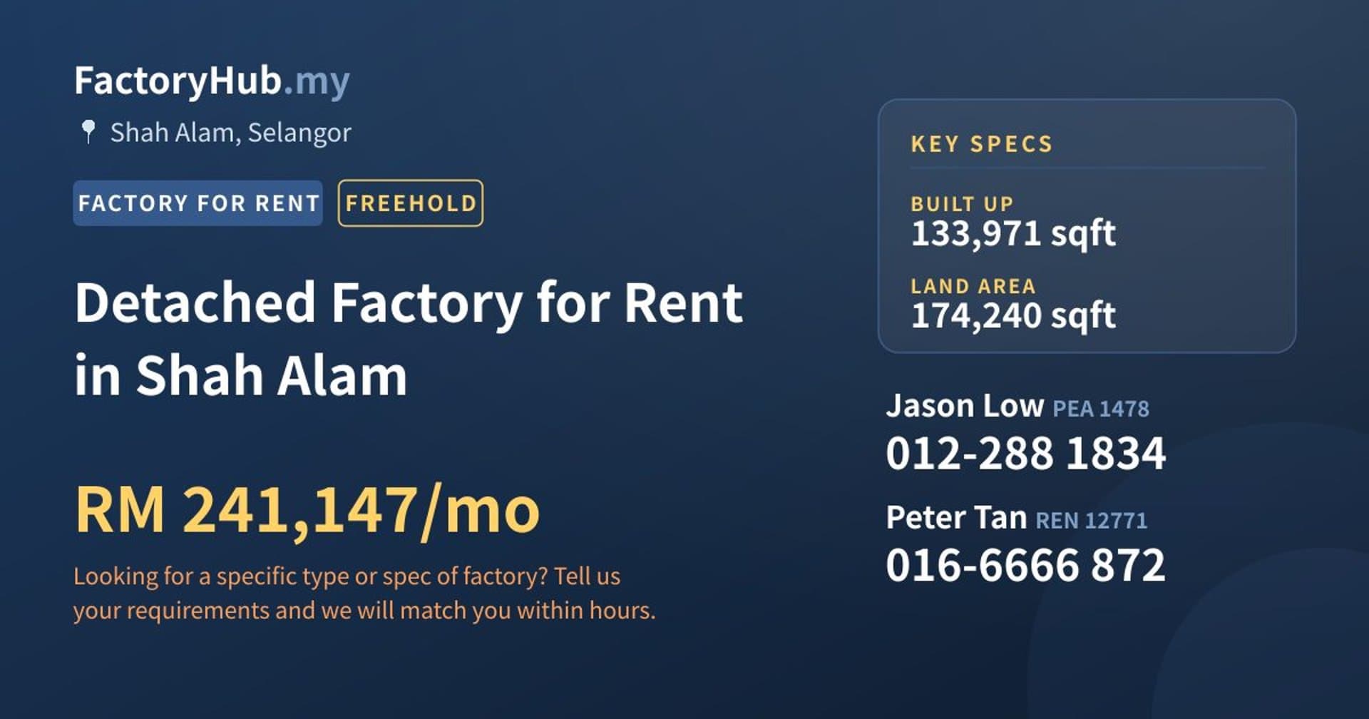 Detached Factory for Rent in Shah Alam - Property image 1 of 2