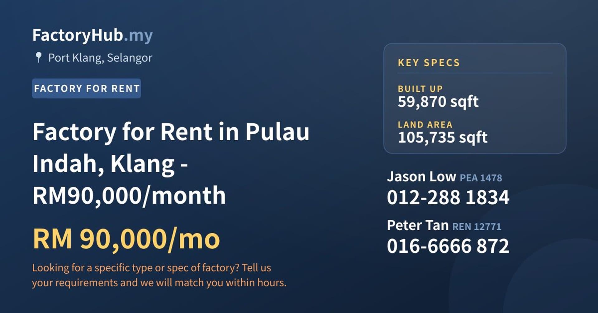 Factory for Rent in Pulau Indah, Klang - RM90,000/month - Property image 1 of 2