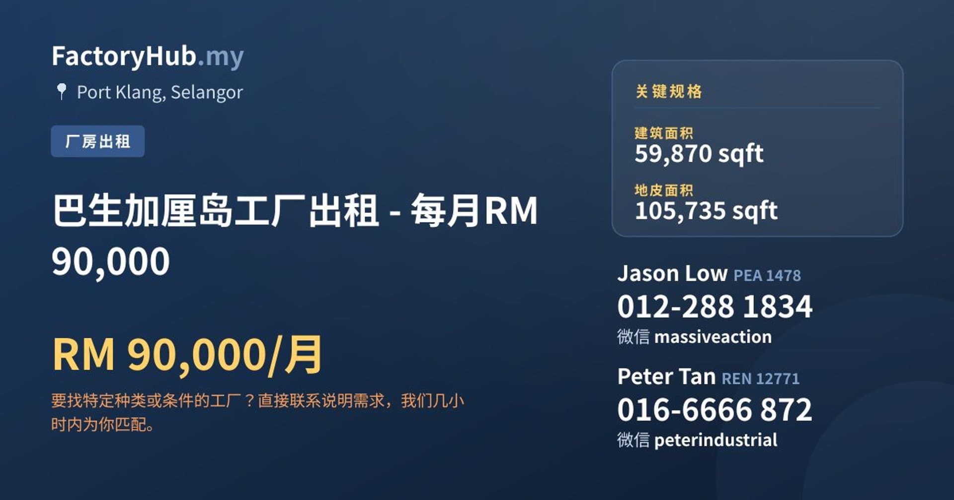 巴生加厘岛工厂出租 - 每月RM90,000 · 房源图片 1/2