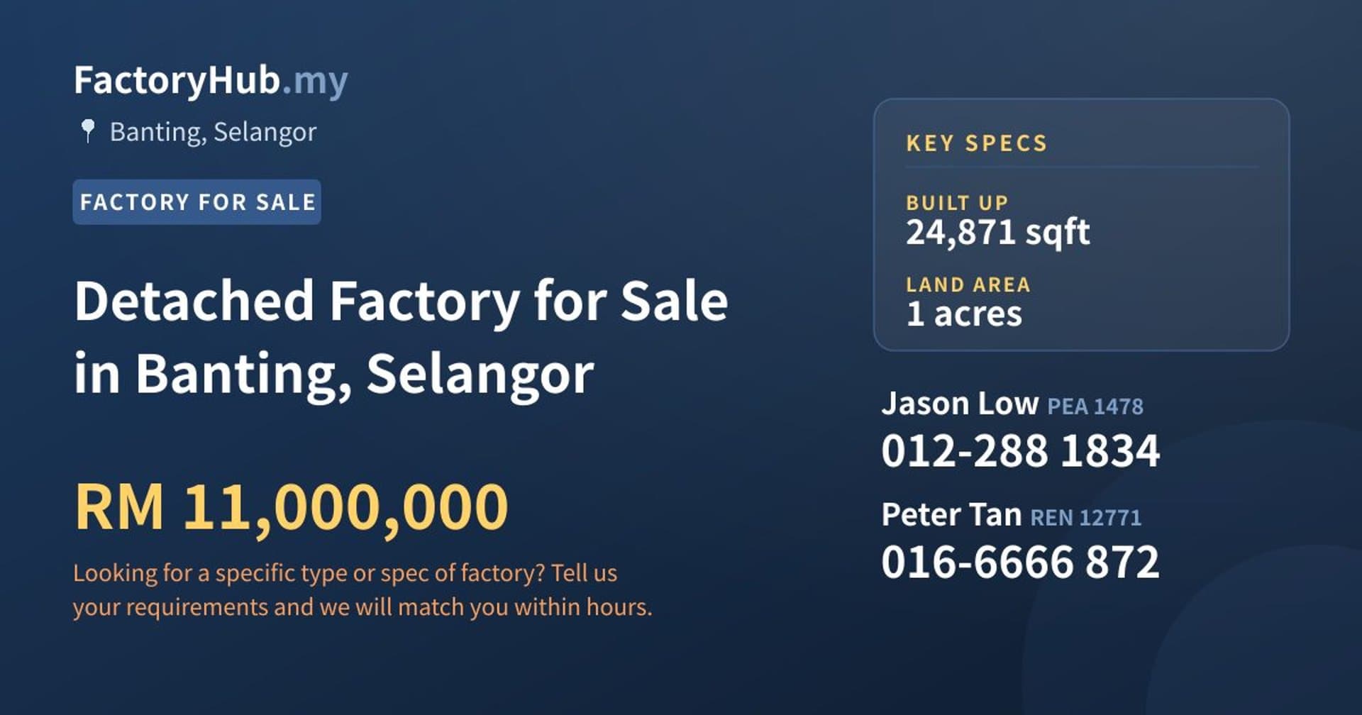 Detached Factory for Sale in Banting, Selangor - Property image 1 of 2