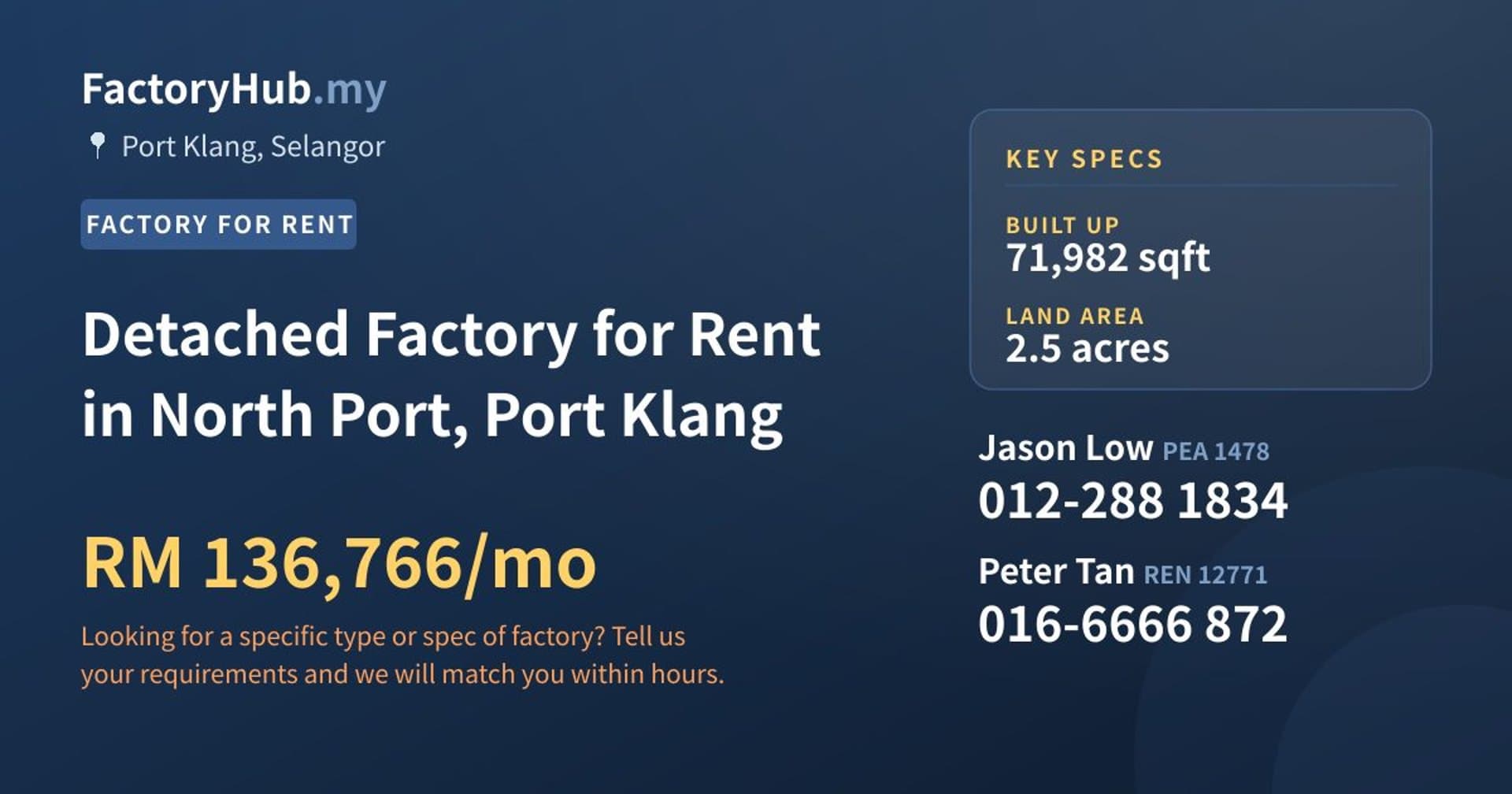Detached Factory for Rent in North Port, Port Klang - Property image 1 of 2