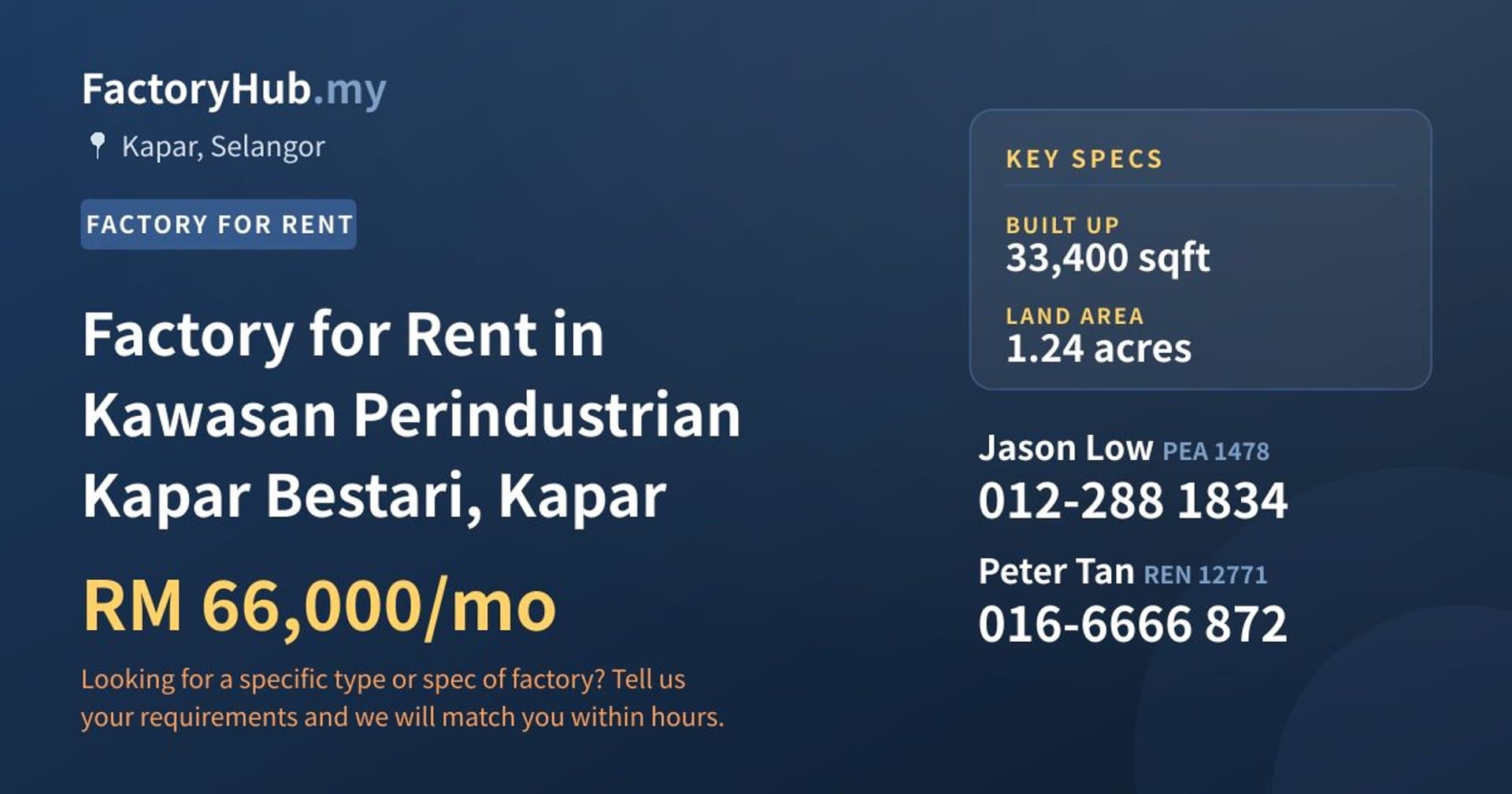 Factory for Rent in Kawasan Perindustrian Kapar Bestari, Kapar - Property image 1 of 2