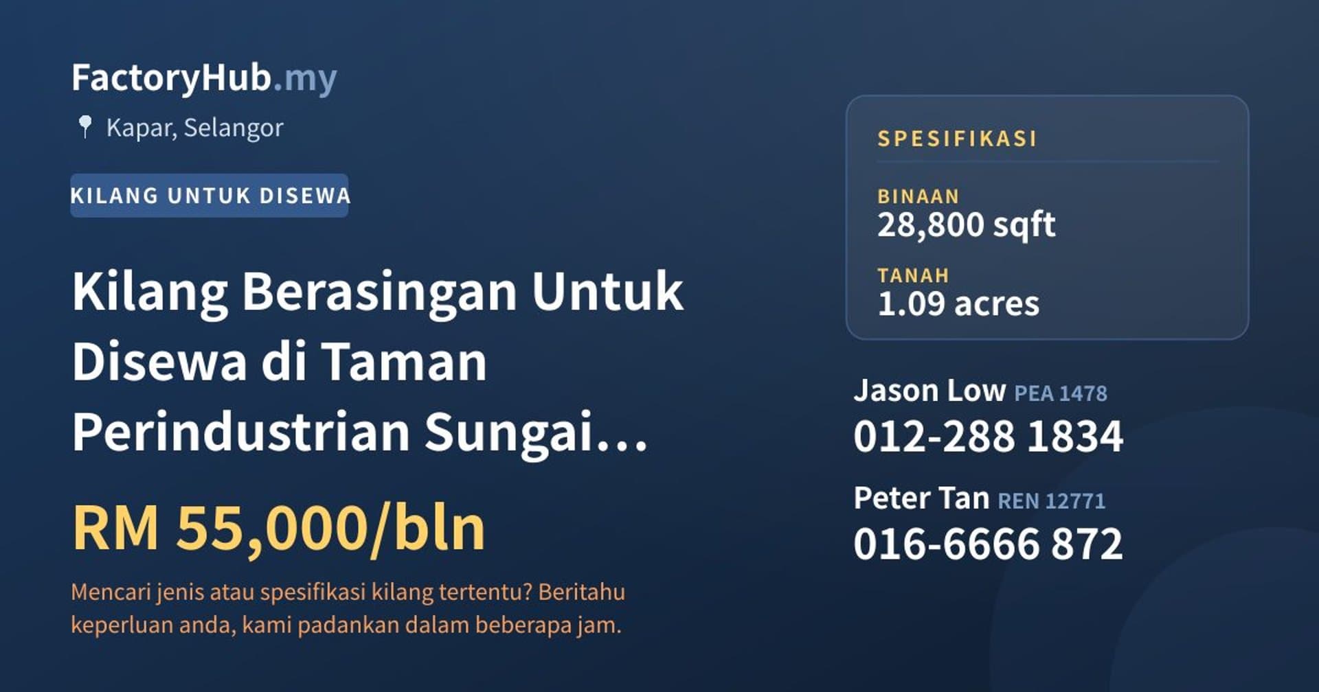 Kilang Berasingan Untuk Disewa di Taman Perindustrian Sungai Kapar Indah · Imej hartanah 1/2