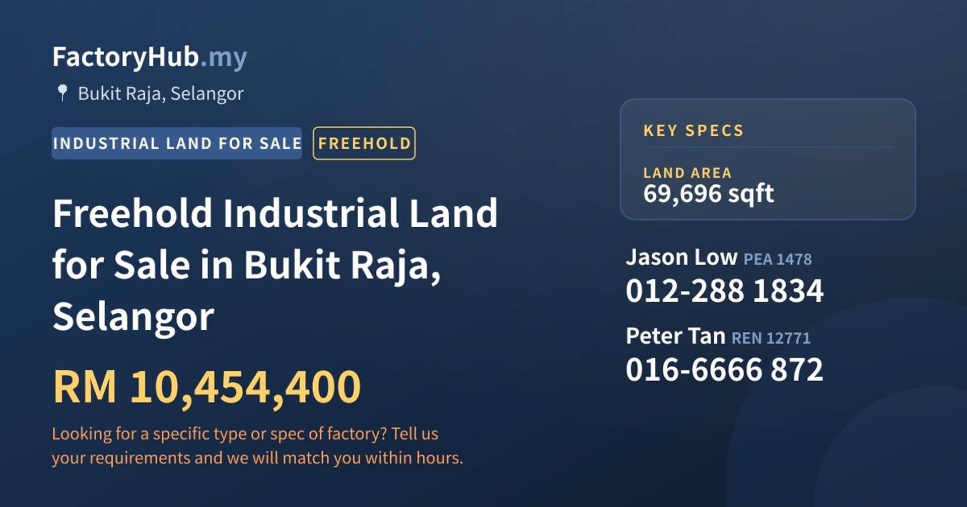 Freehold Industrial Land for Sale in Bukit Raja, Selangor - Property image 1 of 2