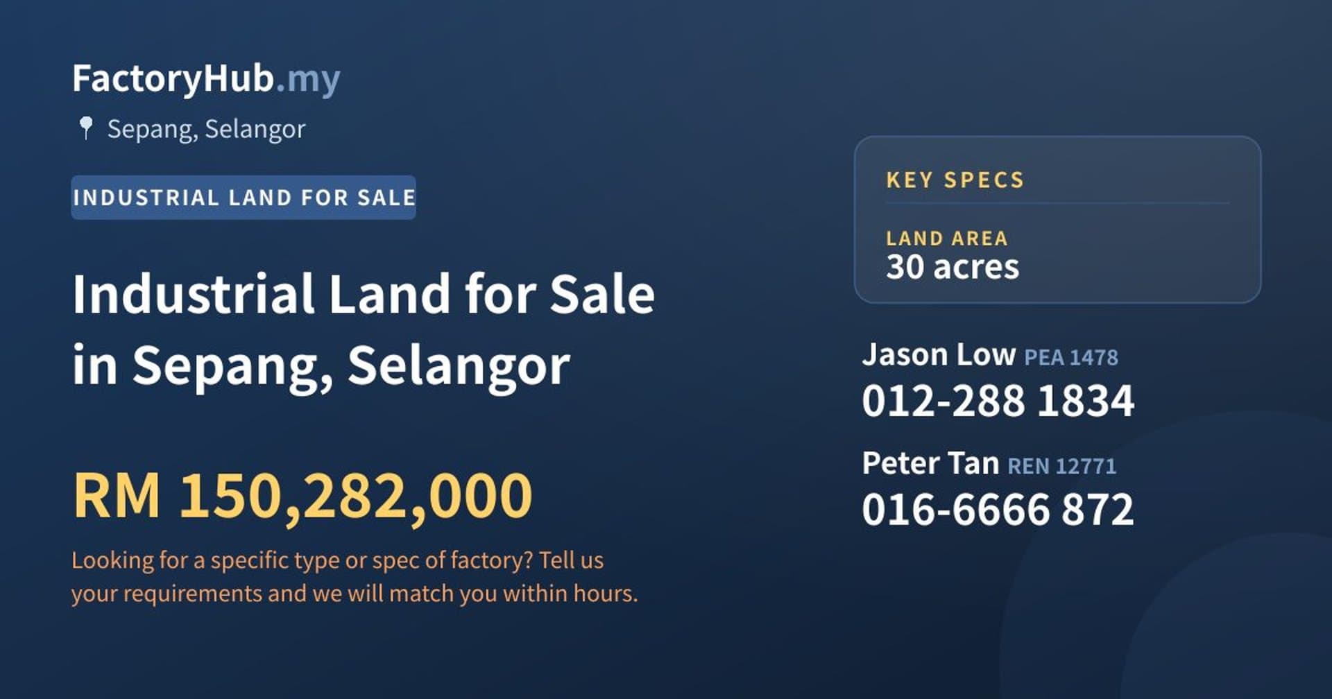 Industrial Land for Sale in Sepang, Selangor - Property image 1 of 2