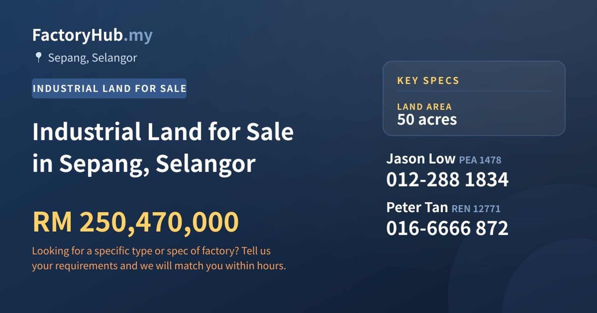 Industrial Land for Sale in Sepang, Selangor - Property image 1 of 2