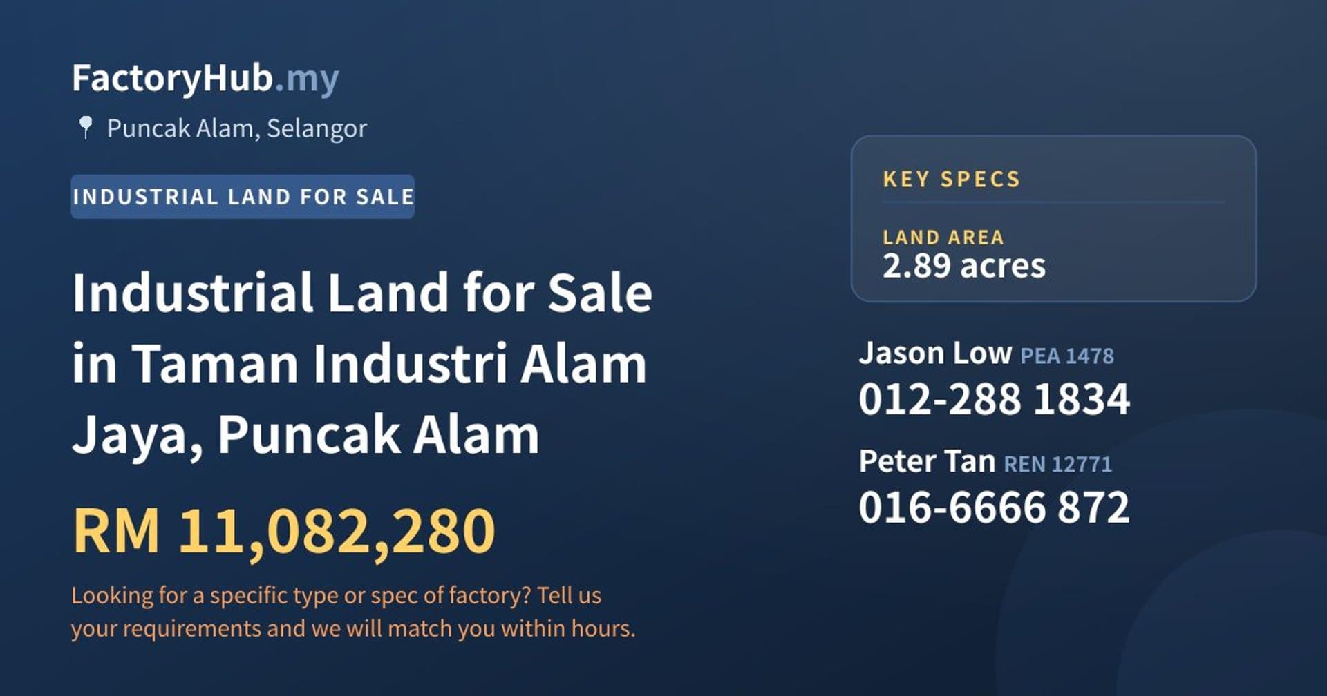 Industrial Land for Sale in Taman Industri Alam Jaya, Puncak Alam - Property image 1 of 2