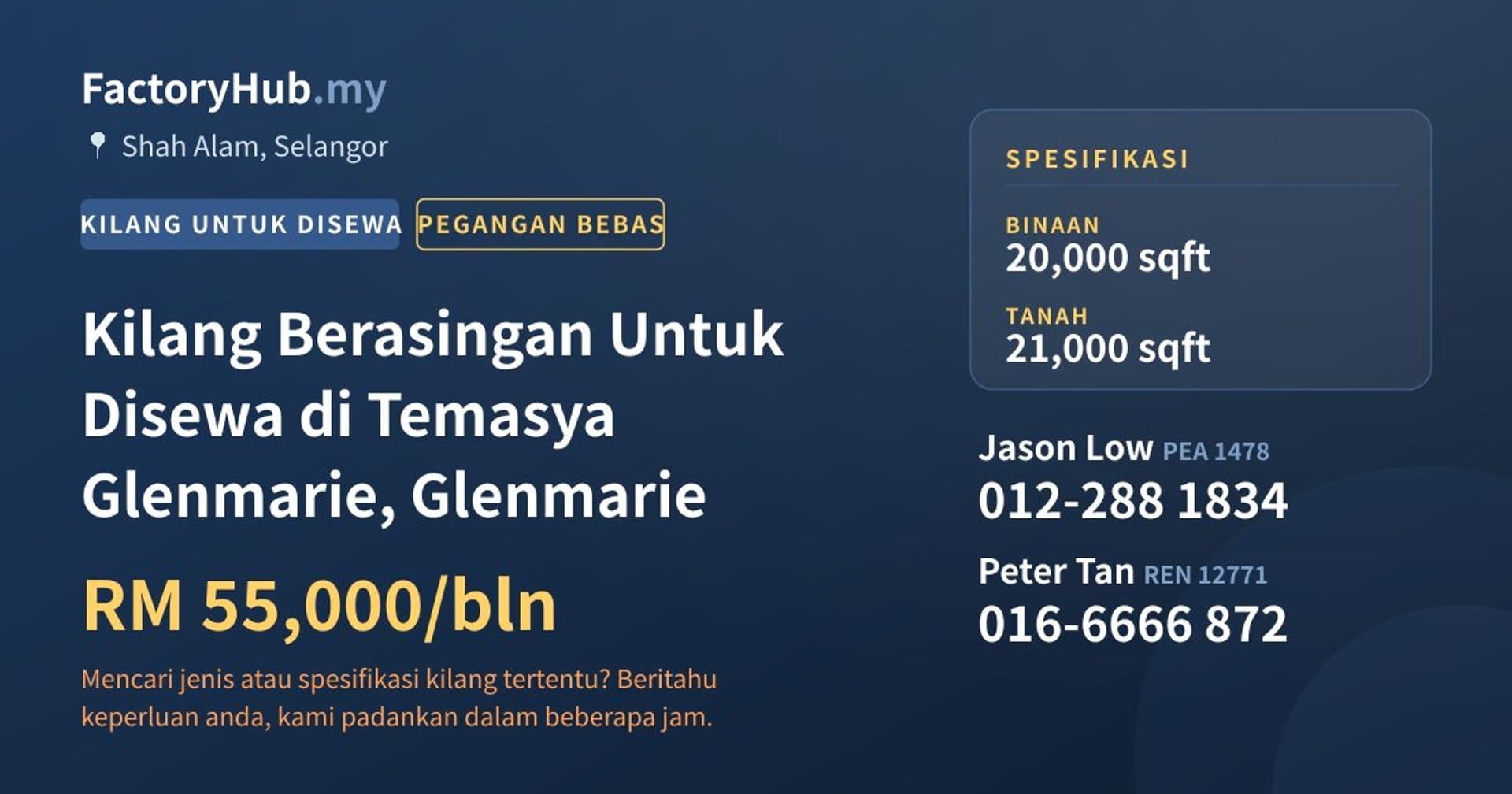 Kilang Berasingan Untuk Disewa di Temasya Glenmarie, Glenmarie · Imej hartanah 1/2