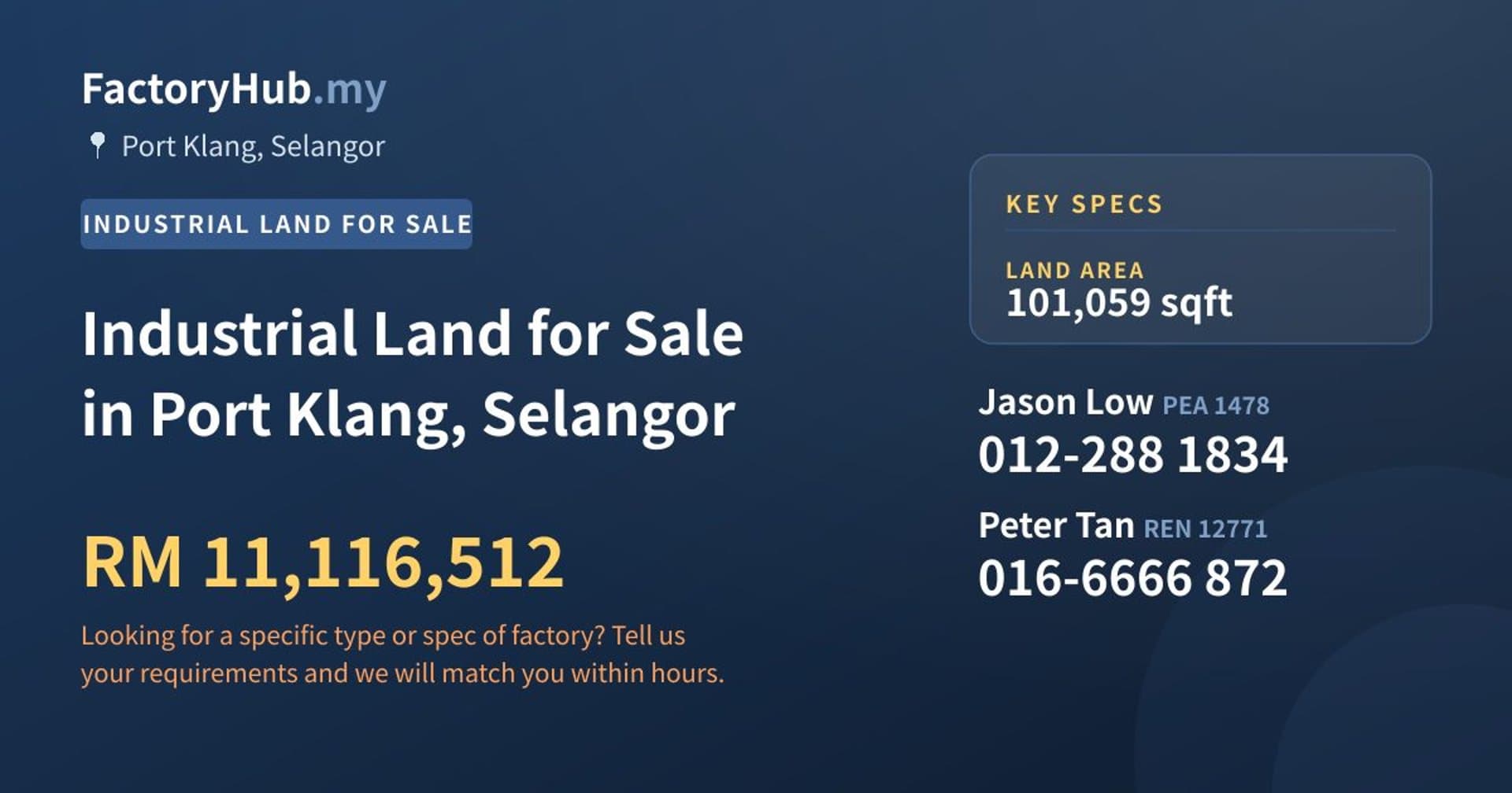 Industrial Land for Sale in Port Klang, Selangor - Property image 1 of 2