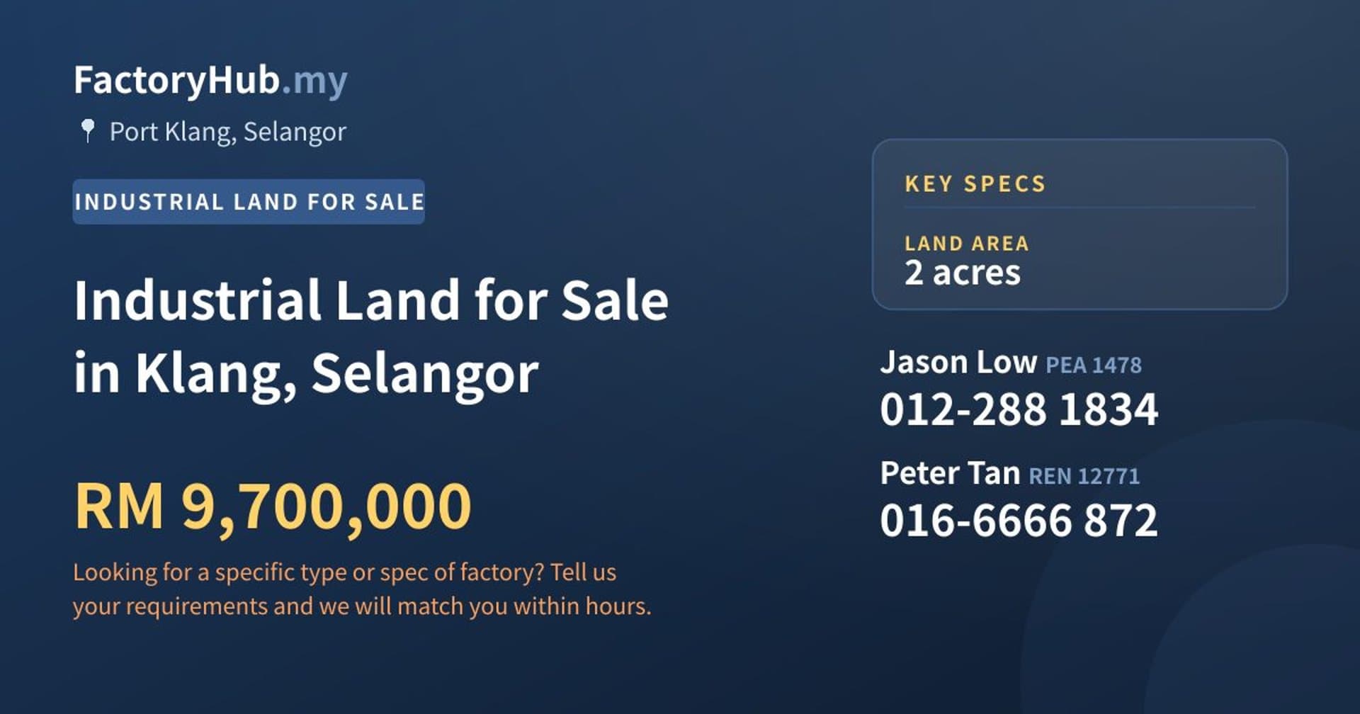 Industrial Land for Sale in Klang, Selangor - Property image 1 of 2