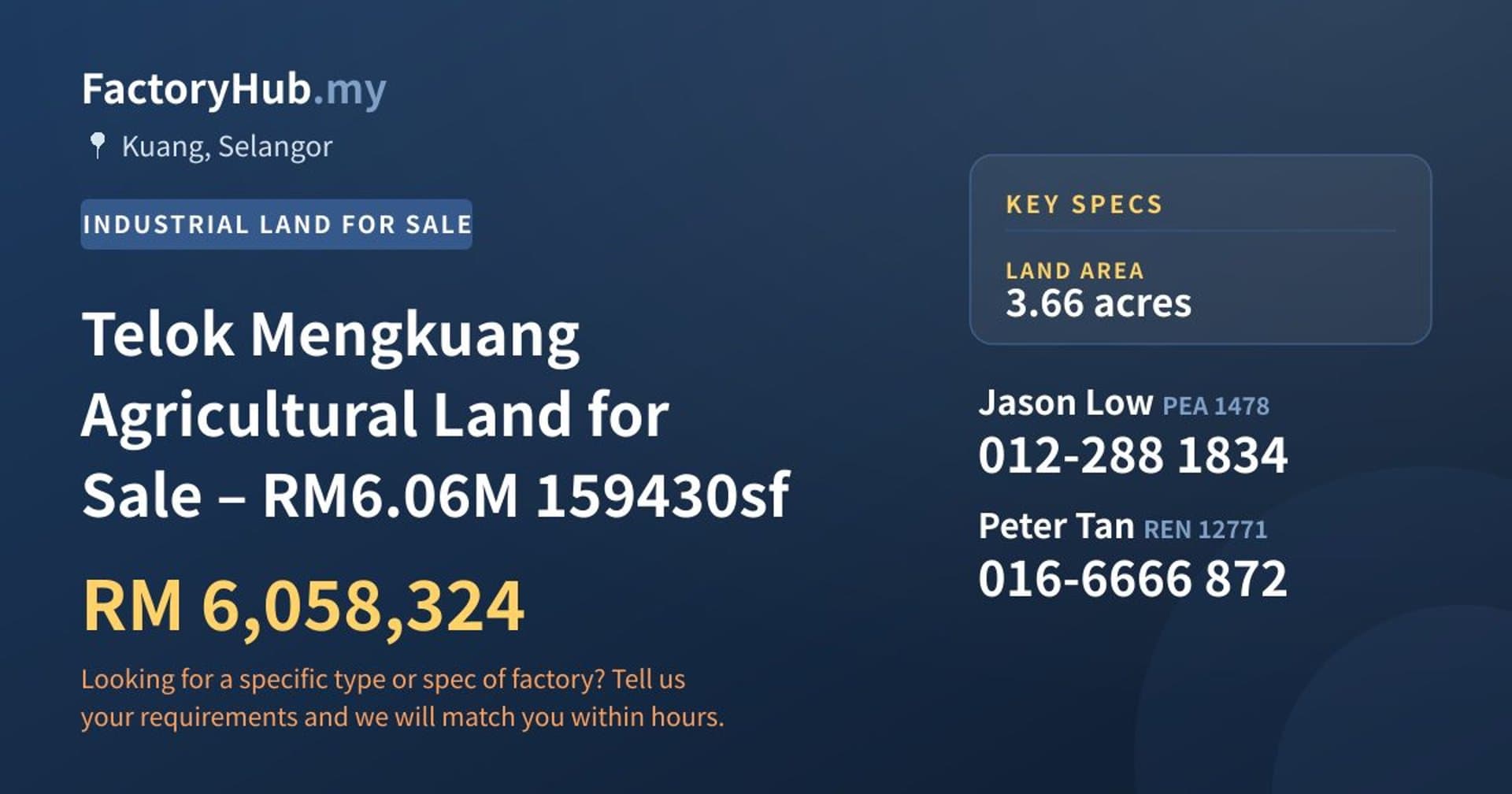Telok Mengkuang Agricultural Land for Sale – RM6.06M 159430sf - Property image 1 of 5