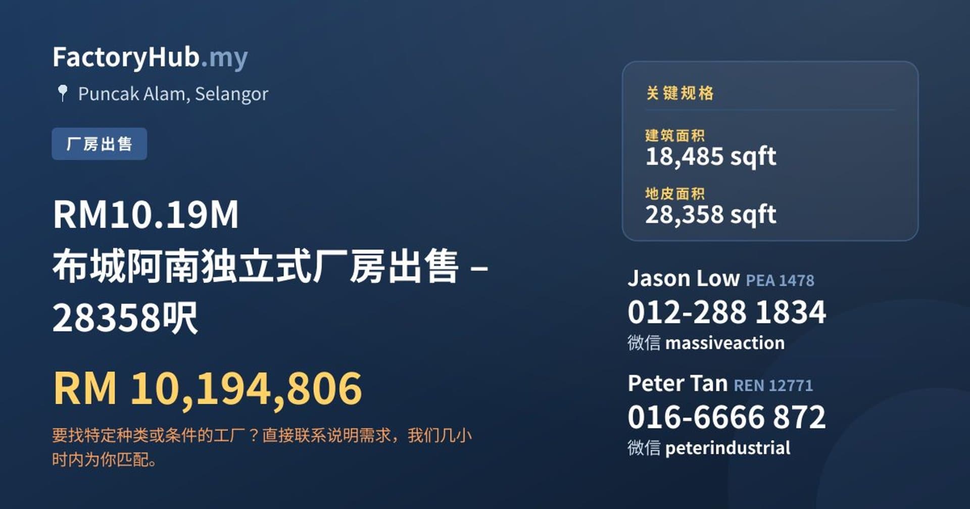 RM10.19M 布城阿南独立式厂房出售 – 28358呎 · 房源图片 1/2