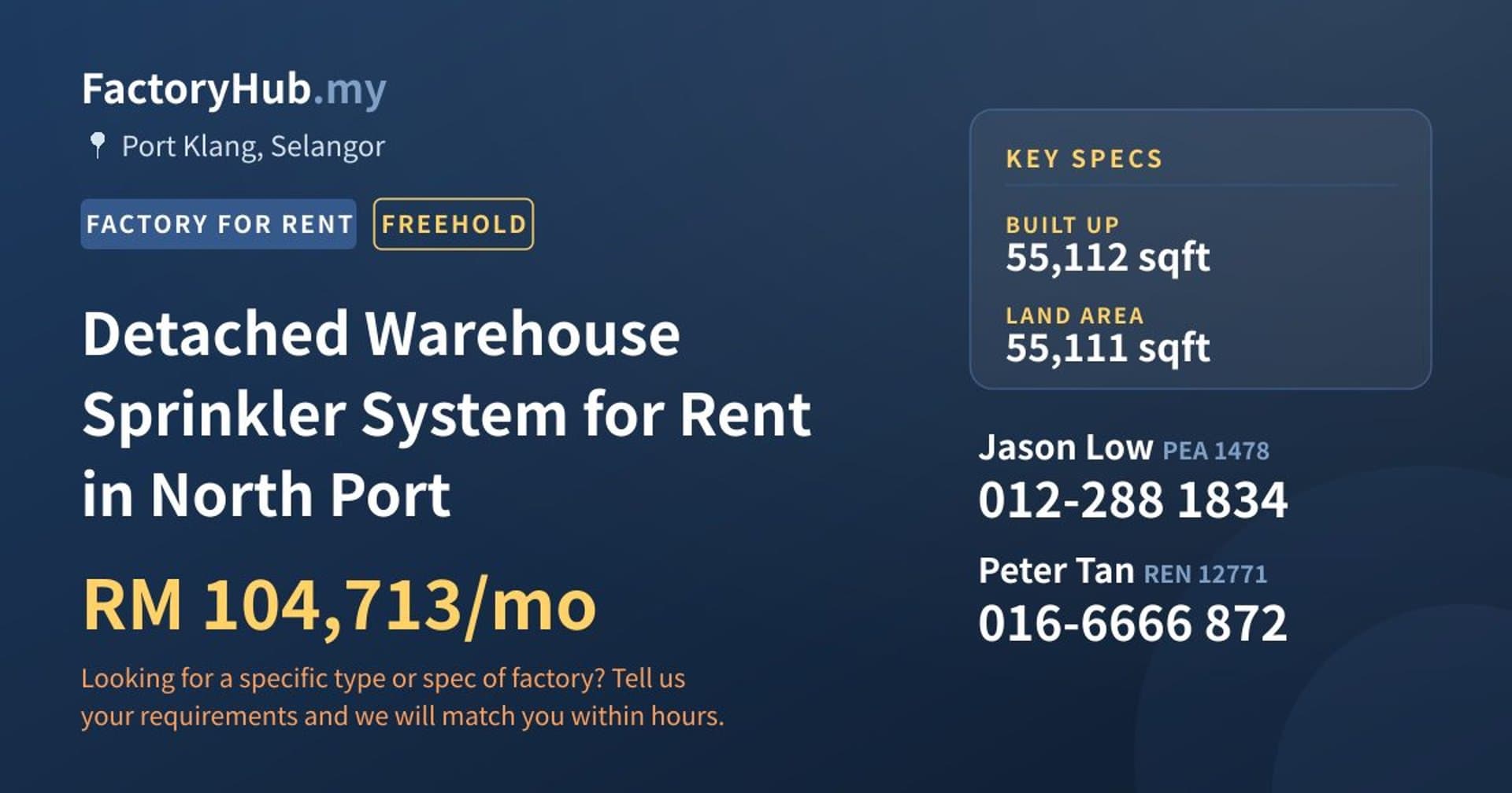 Detached Warehouse Sprinkler System for Rent in North Port - Property image 1 of 7