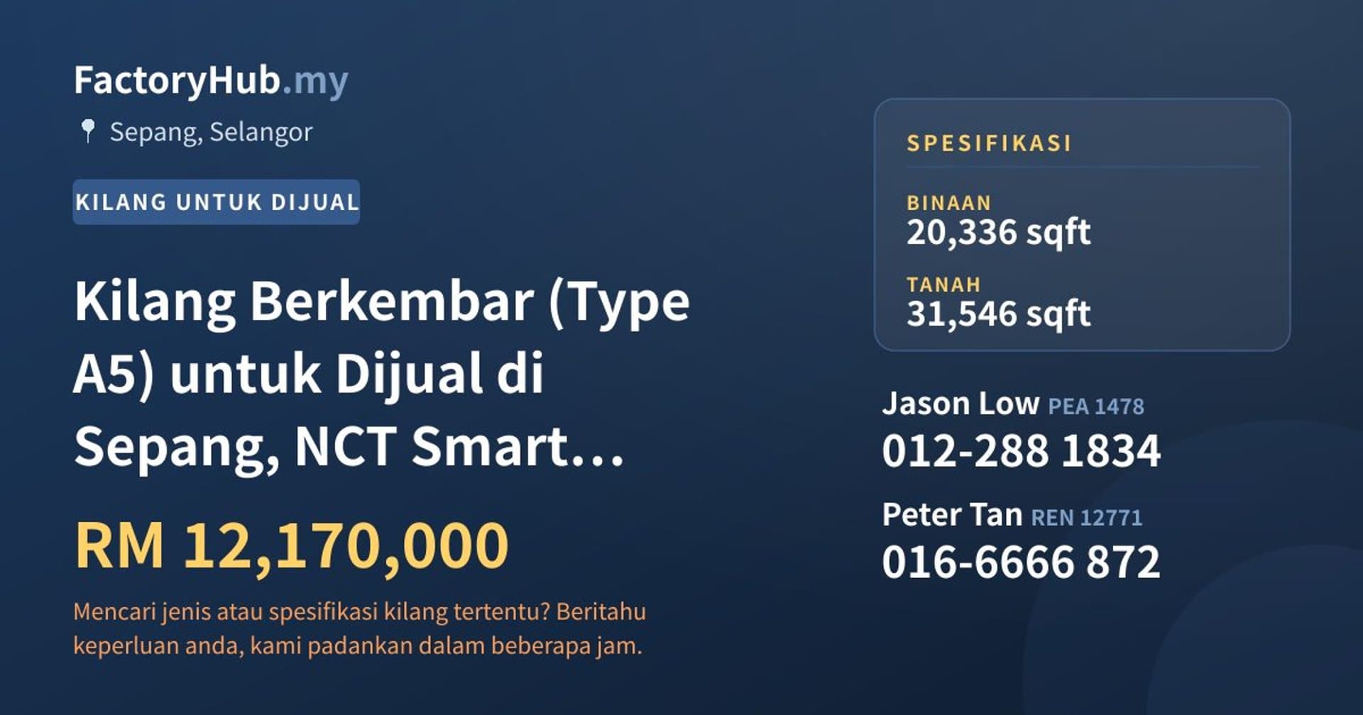 Kilang Berkembar (Type A5) untuk Dijual di Sepang, NCT Smart Industrial Park · Imej hartanah 1/6