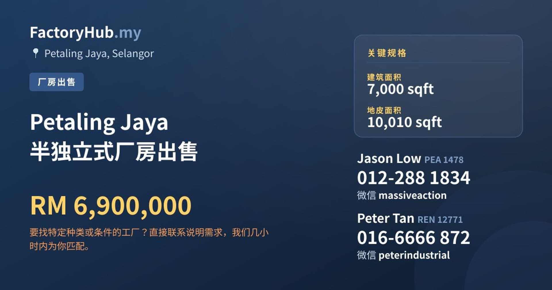 Petaling Jaya 半独立式厂房出售 · 房源图片 1/2