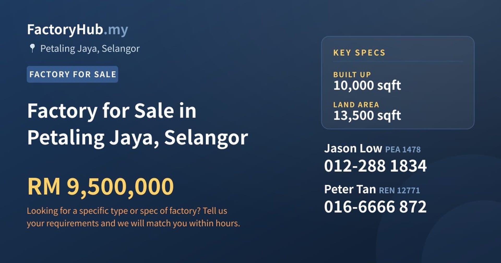 Factory for Sale in Petaling Jaya, Selangor - Property image 1 of 2