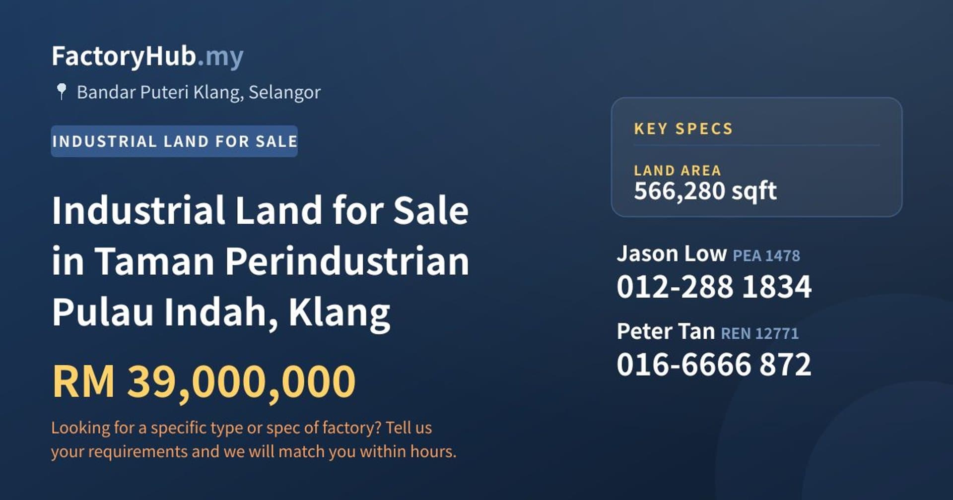 Industrial Land for Sale in Taman Perindustrian Pulau Indah, Klang - Property image 1 of 2