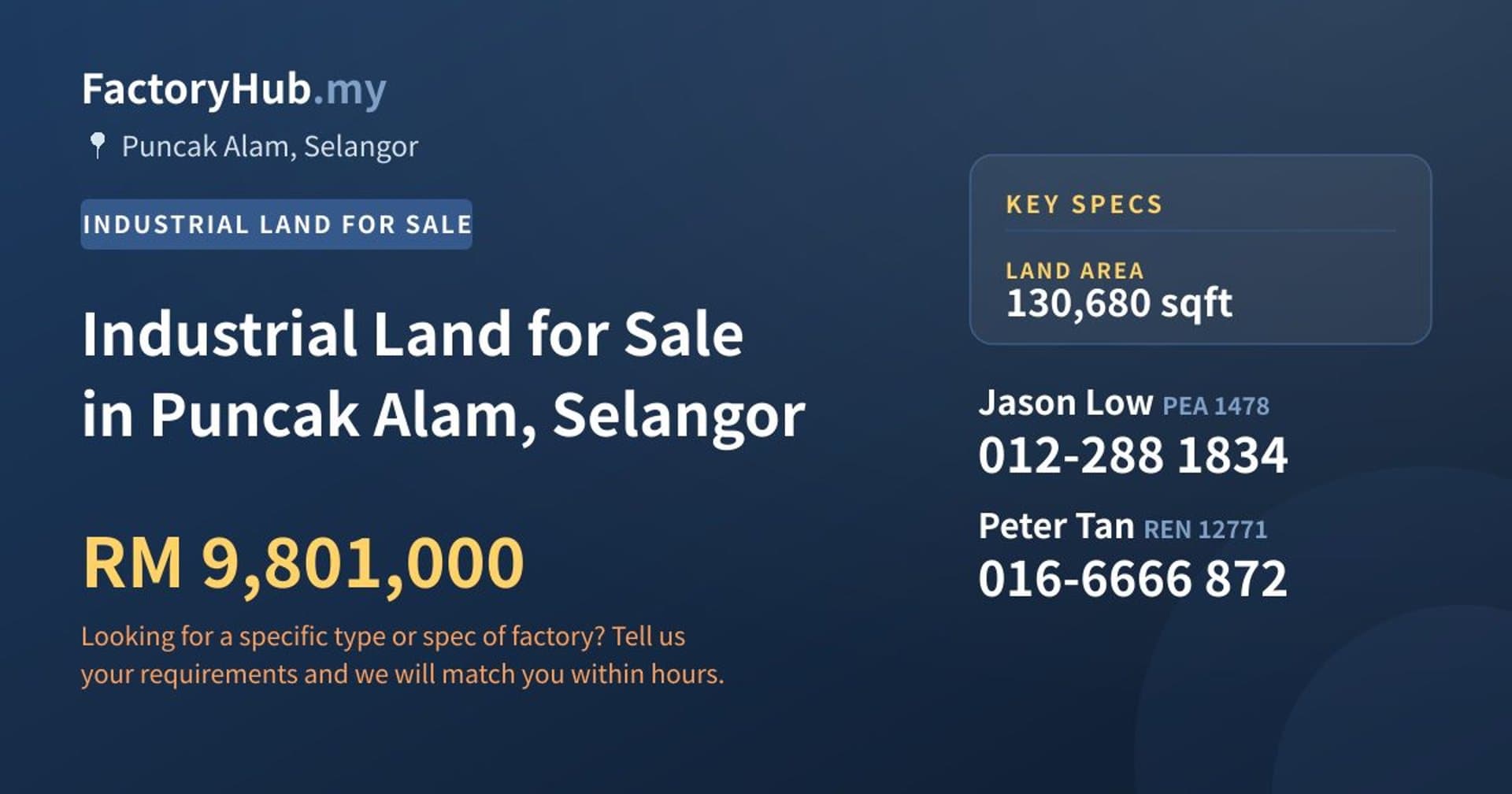 Industrial Land for Sale in Puncak Alam, Selangor - Property image 1 of 2
