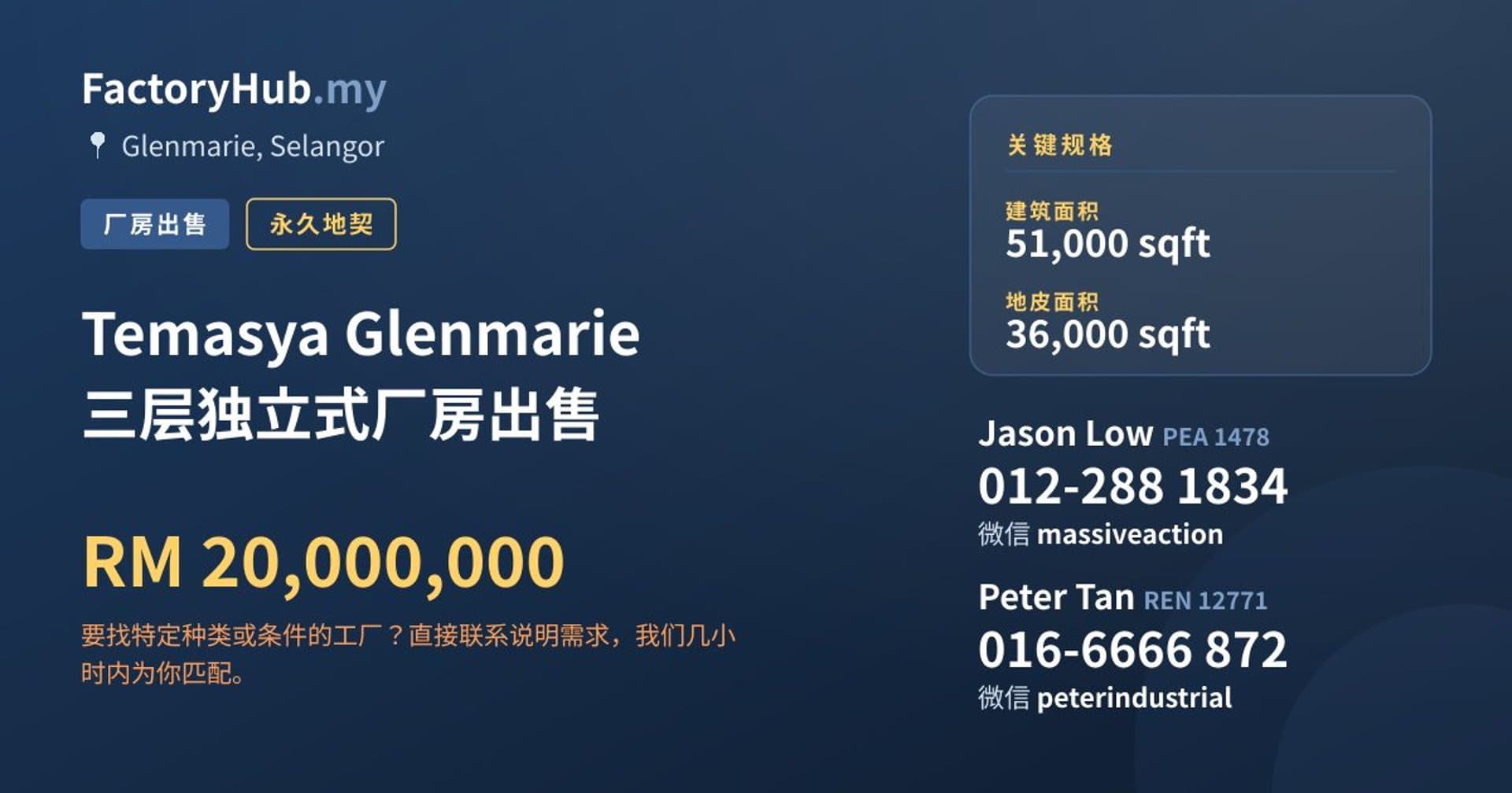 Temasya Glenmarie 三层独立式厂房出售 · 房源图片 1/2