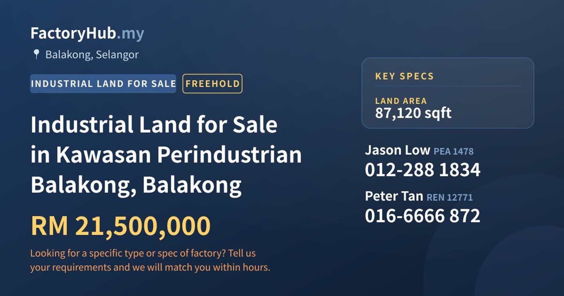 Industrial Land for Sale in Kawasan Perindustrian Balakong, Balakong - Property image 1 of 2