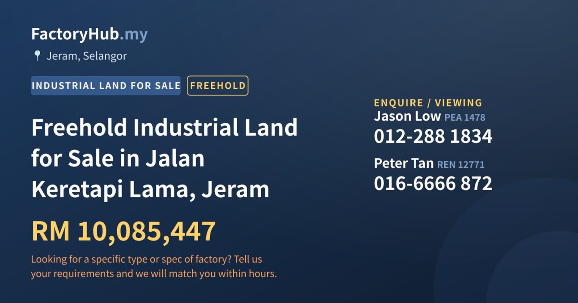 Freehold Industrial Land for Sale in Jalan Keretapi Lama, Jeram - Property image 1 of 2