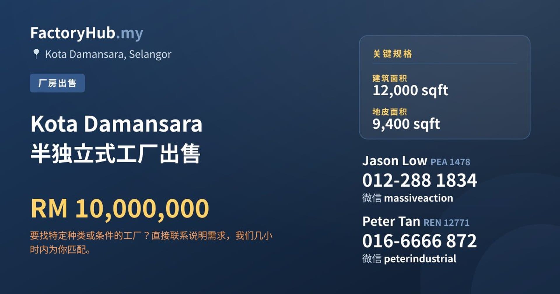 Kota Damansara 半独立式工厂出售 · 房源图片 1/2