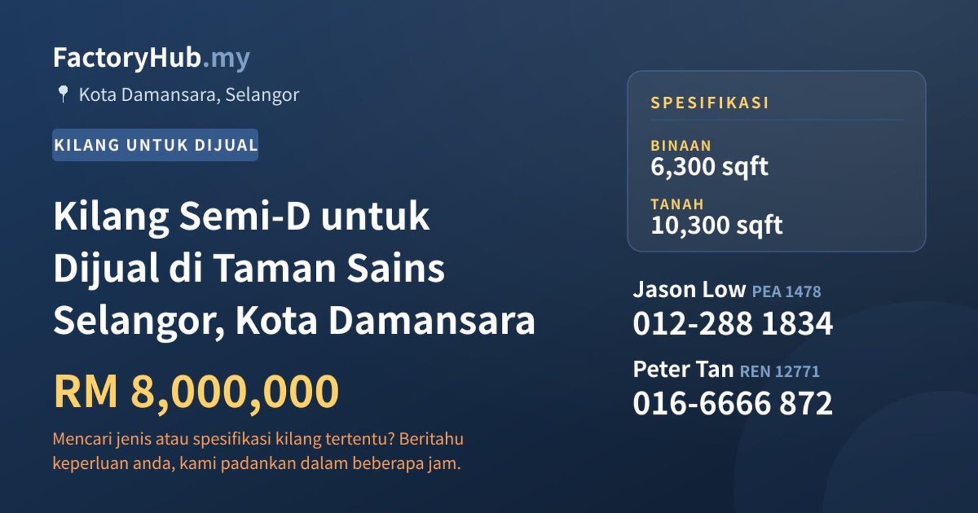 Kilang Semi-D untuk Dijual di Taman Sains Selangor, Kota Damansara · Imej hartanah 1/2