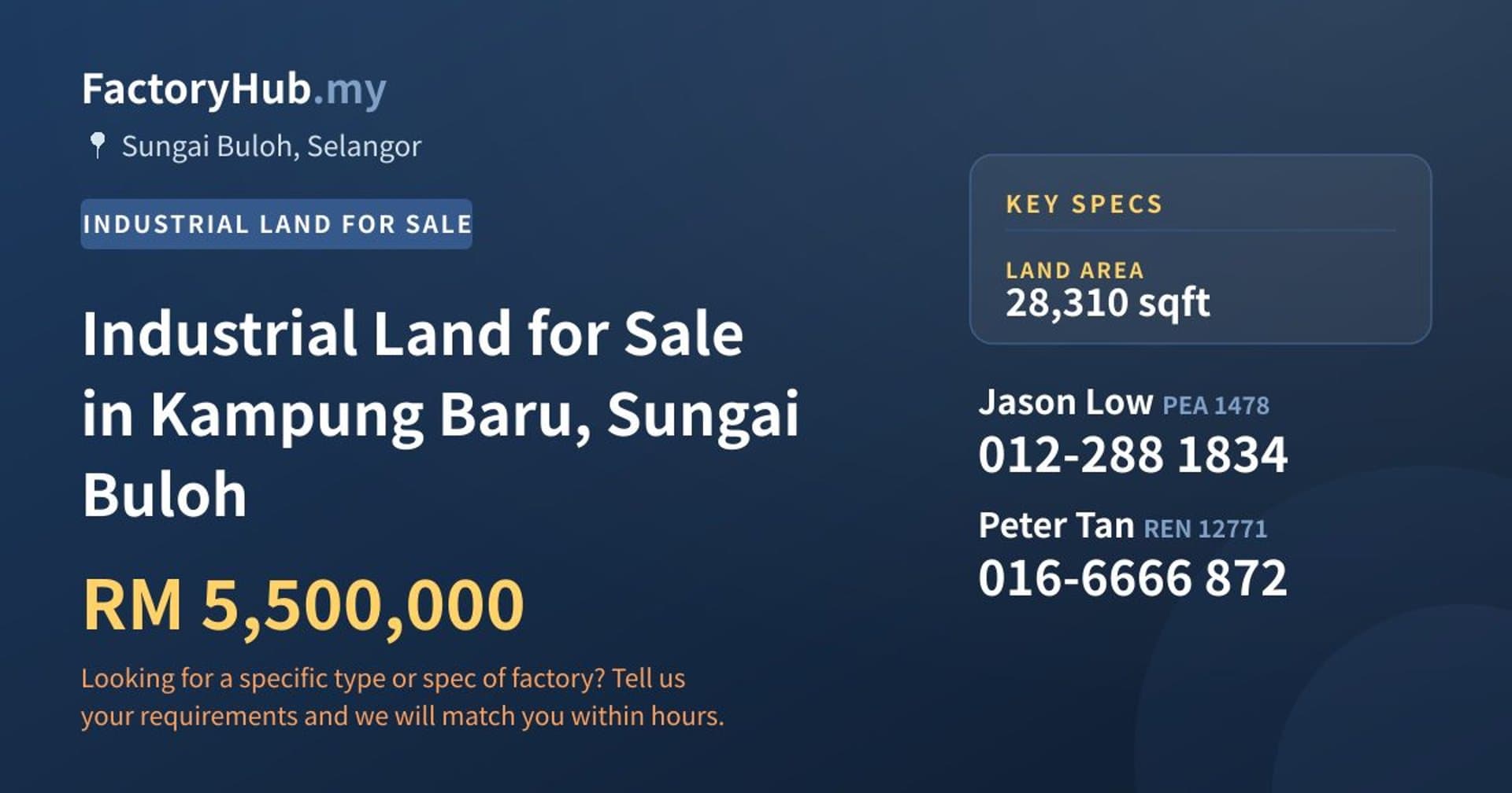 Industrial Land for Sale in Kampung Baru, Sungai Buloh - Property image 1 of 2