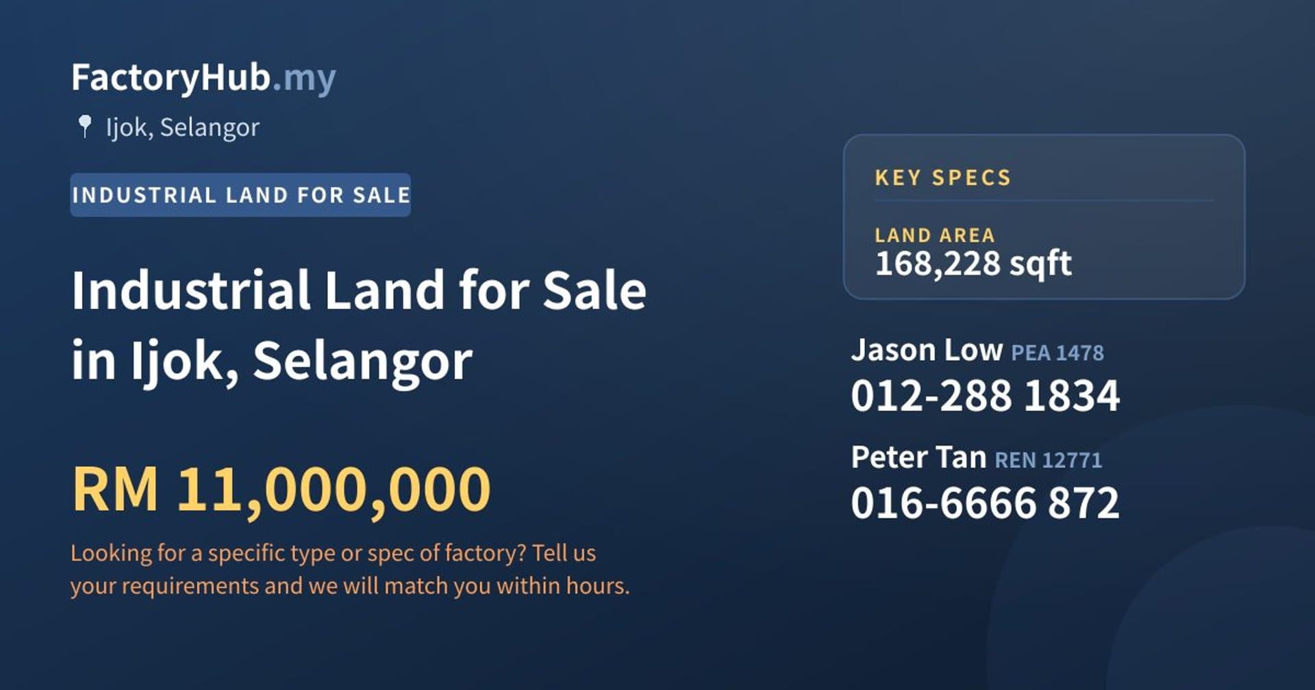 Industrial Land for Sale in Ijok, Selangor - Property image 1 of 2