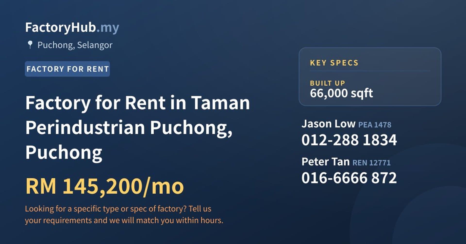 Factory for Rent in Taman Perindustrian Puchong, Puchong - Property image 1 of 2