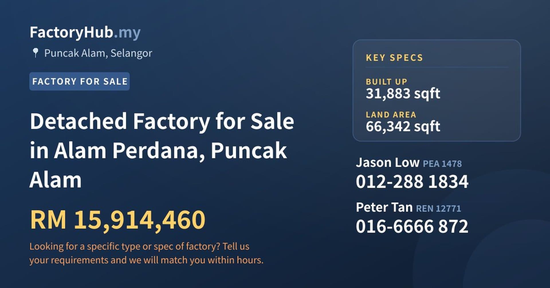 Detached Factory for Sale in Alam Perdana, Puncak Alam - Property image 1 of 2