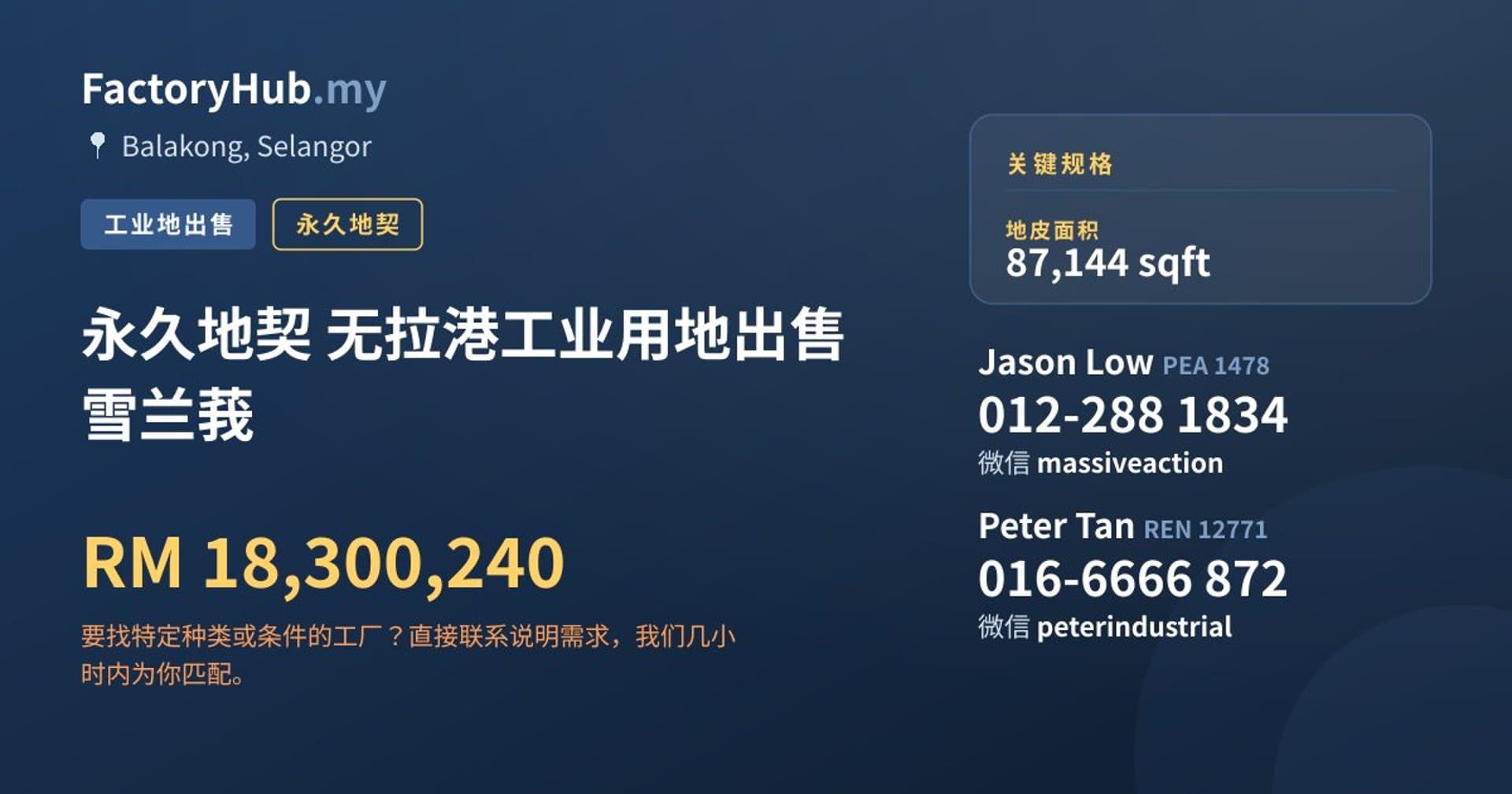 永久地契 无拉港工业用地出售 雪兰莪 · 房源图片 1/2