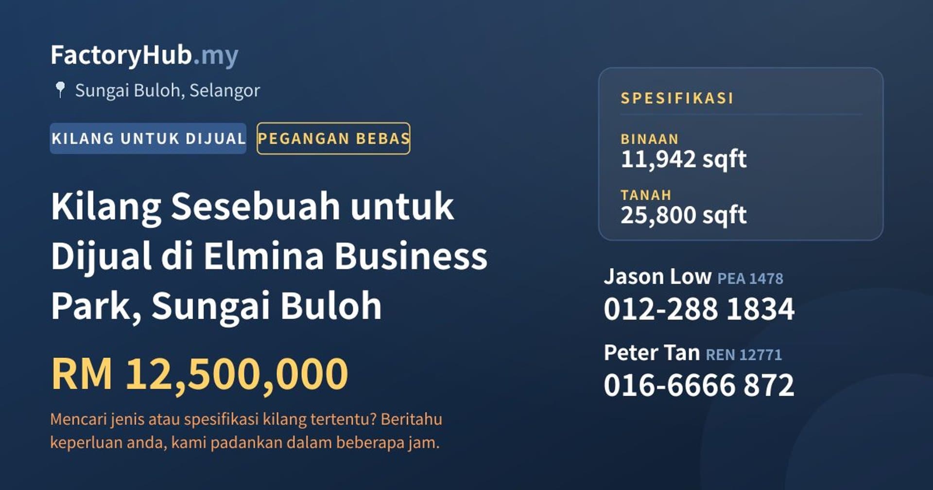 Kilang Sesebuah untuk Dijual di Elmina Business Park, Sungai Buloh · Imej hartanah 1/2