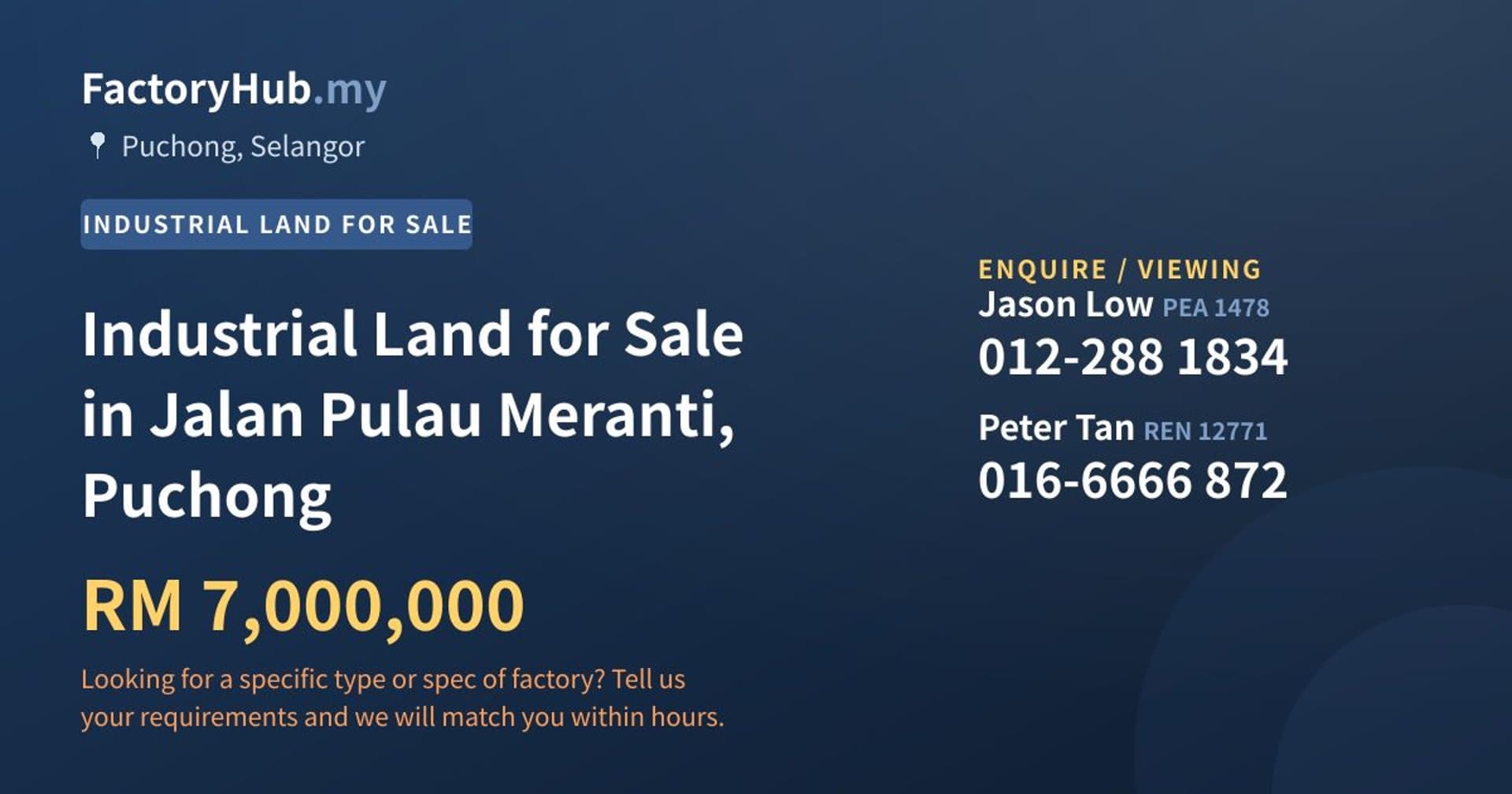Industrial Land for Sale in Jalan Pulau Meranti, Puchong - Property image 1 of 2