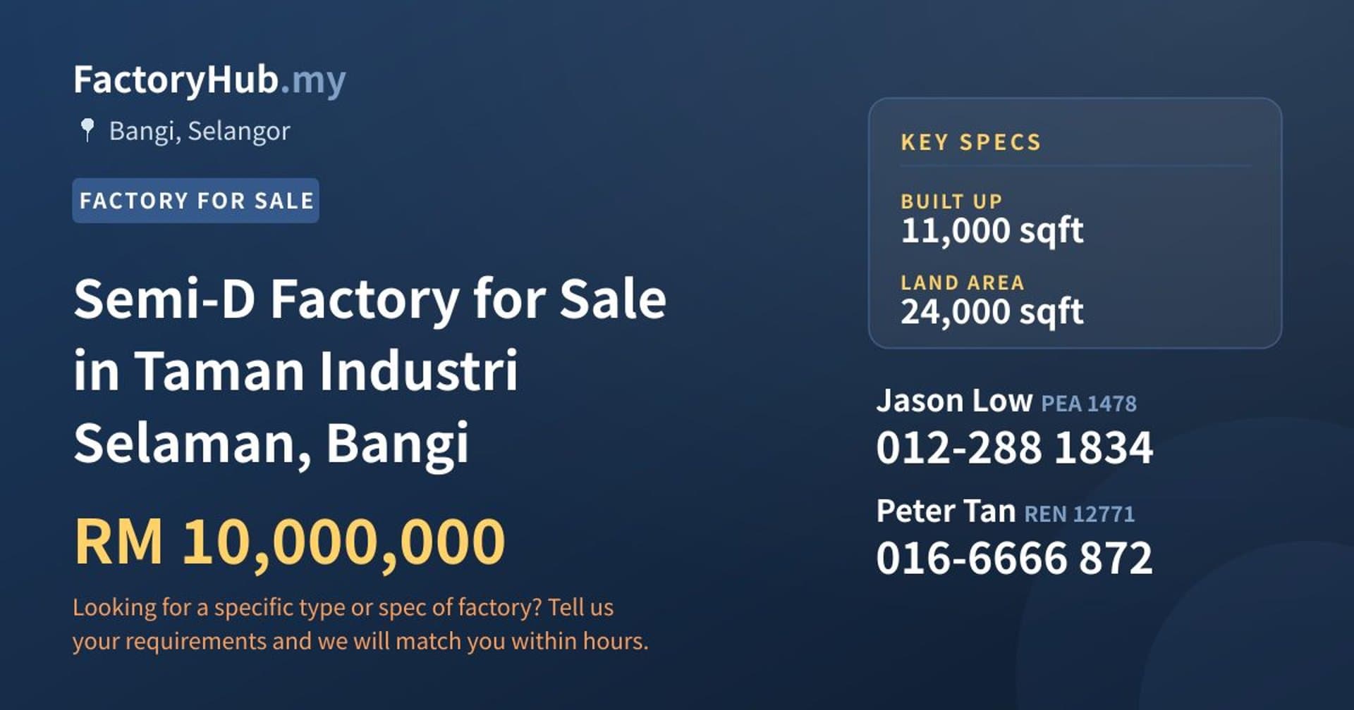 Semi-D Factory for Sale in Taman Industri Selaman, Bangi - Property image 1 of 2