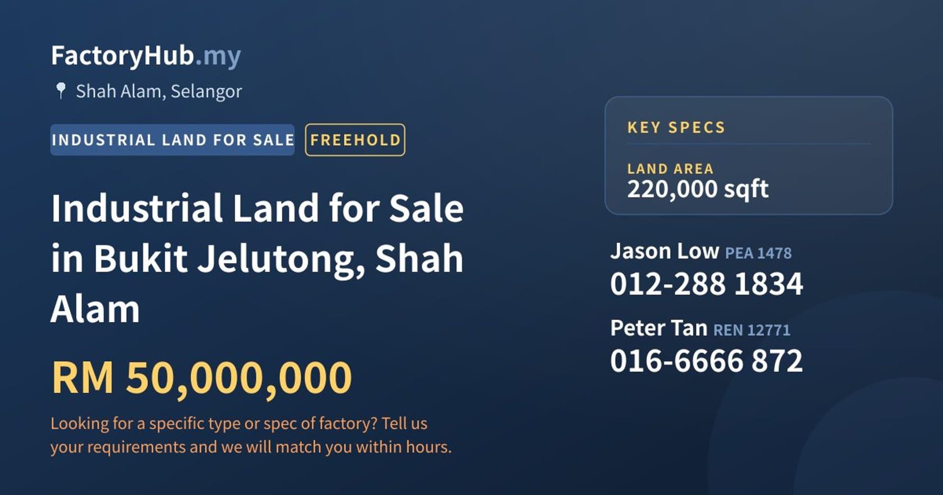 Industrial Land for Sale in Bukit Jelutong, Shah Alam - Property image 1 of 2