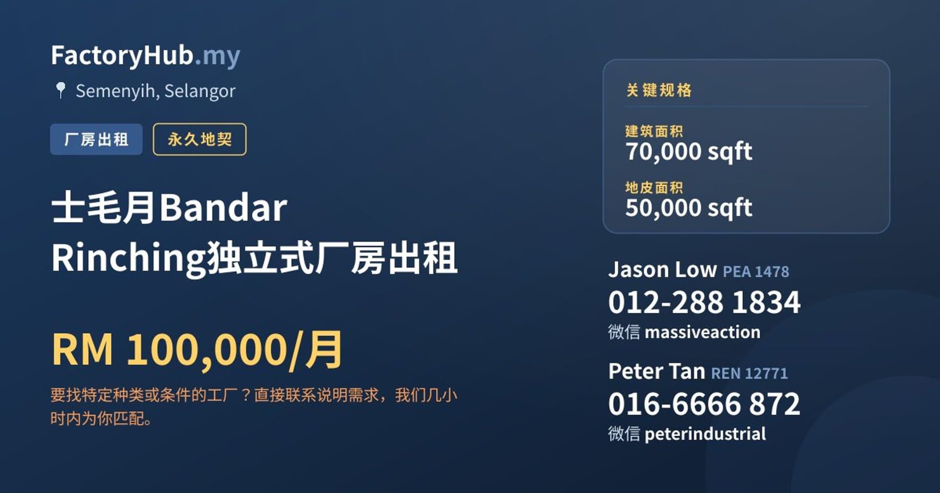 士毛月Bandar Rinching独立式厂房出租 · 房源图片 1/2