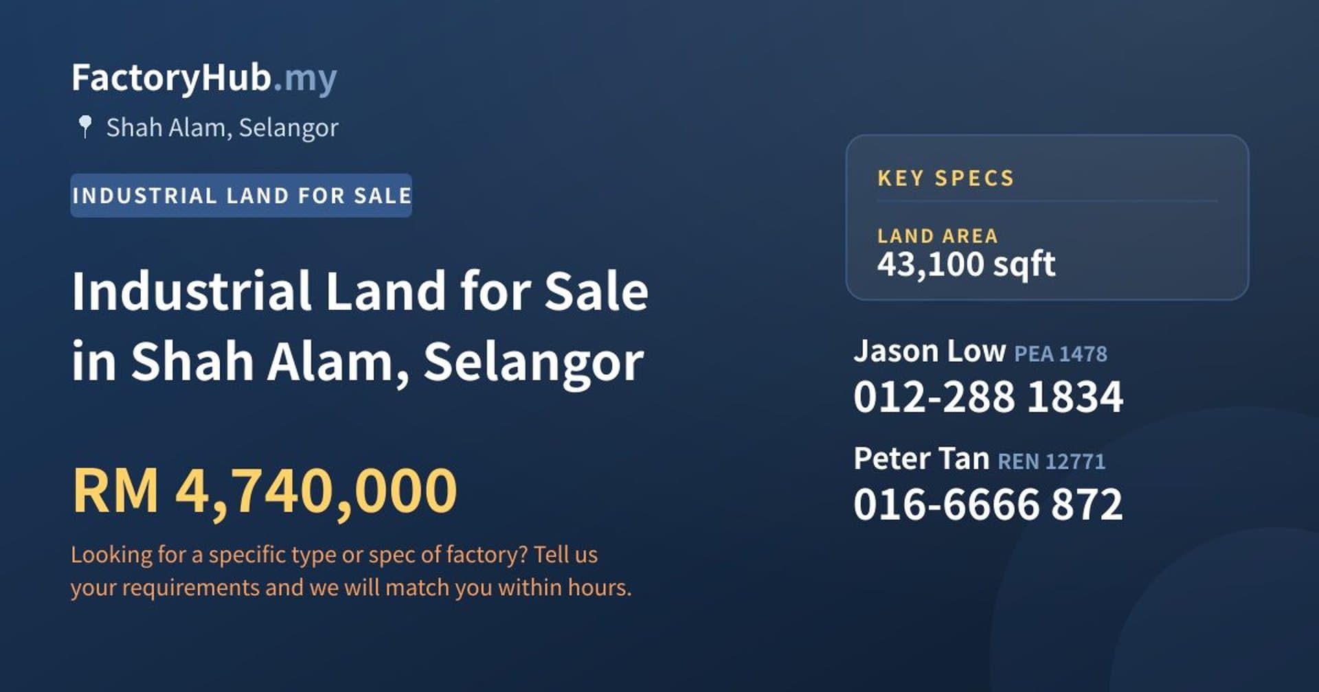 Industrial Land for Sale in Shah Alam, Selangor - Property image 1 of 2