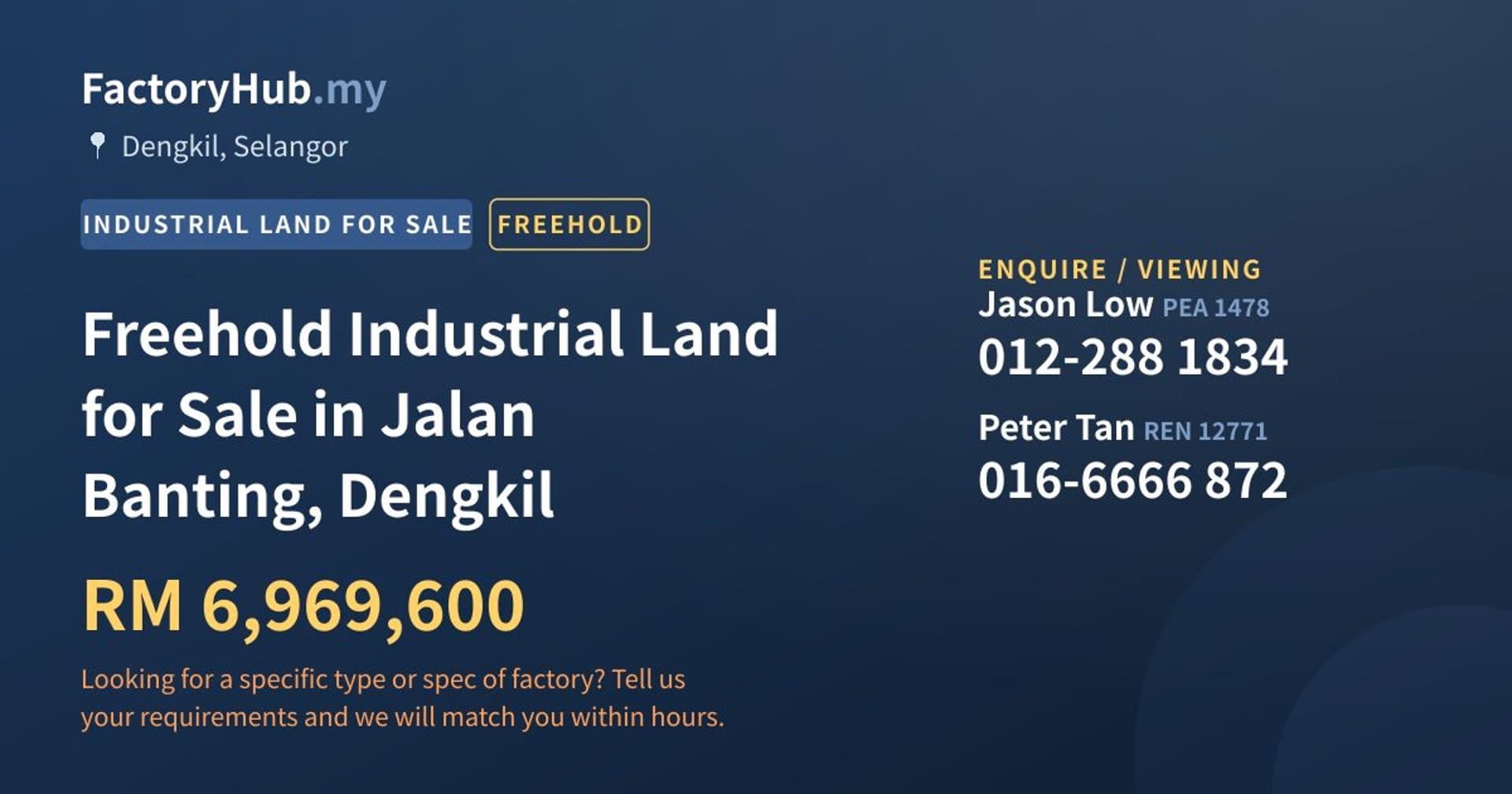 Freehold Industrial Land for Sale in Jalan Banting, Dengkil - Property image 1 of 2