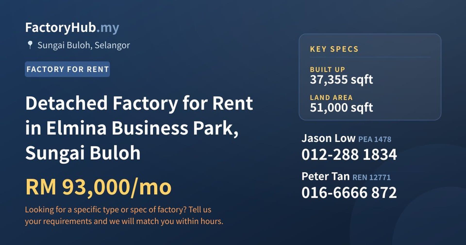 Detached Factory for Rent in Elmina Business Park, Sungai Buloh - Property image 1 of 2