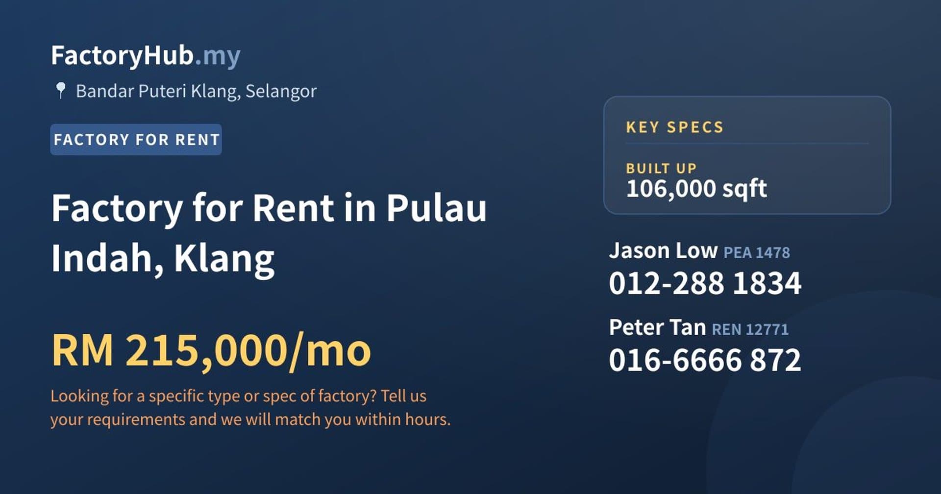 Factory for Rent in Pulau Indah, Klang - Property image 1 of 2