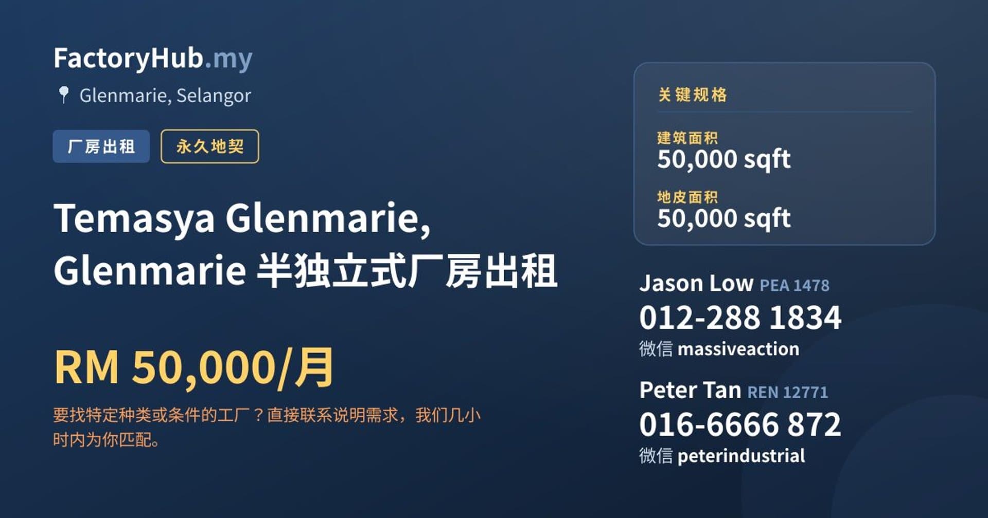 Temasya Glenmarie, Glenmarie 半独立式厂房出租 · 房源图片 1/2