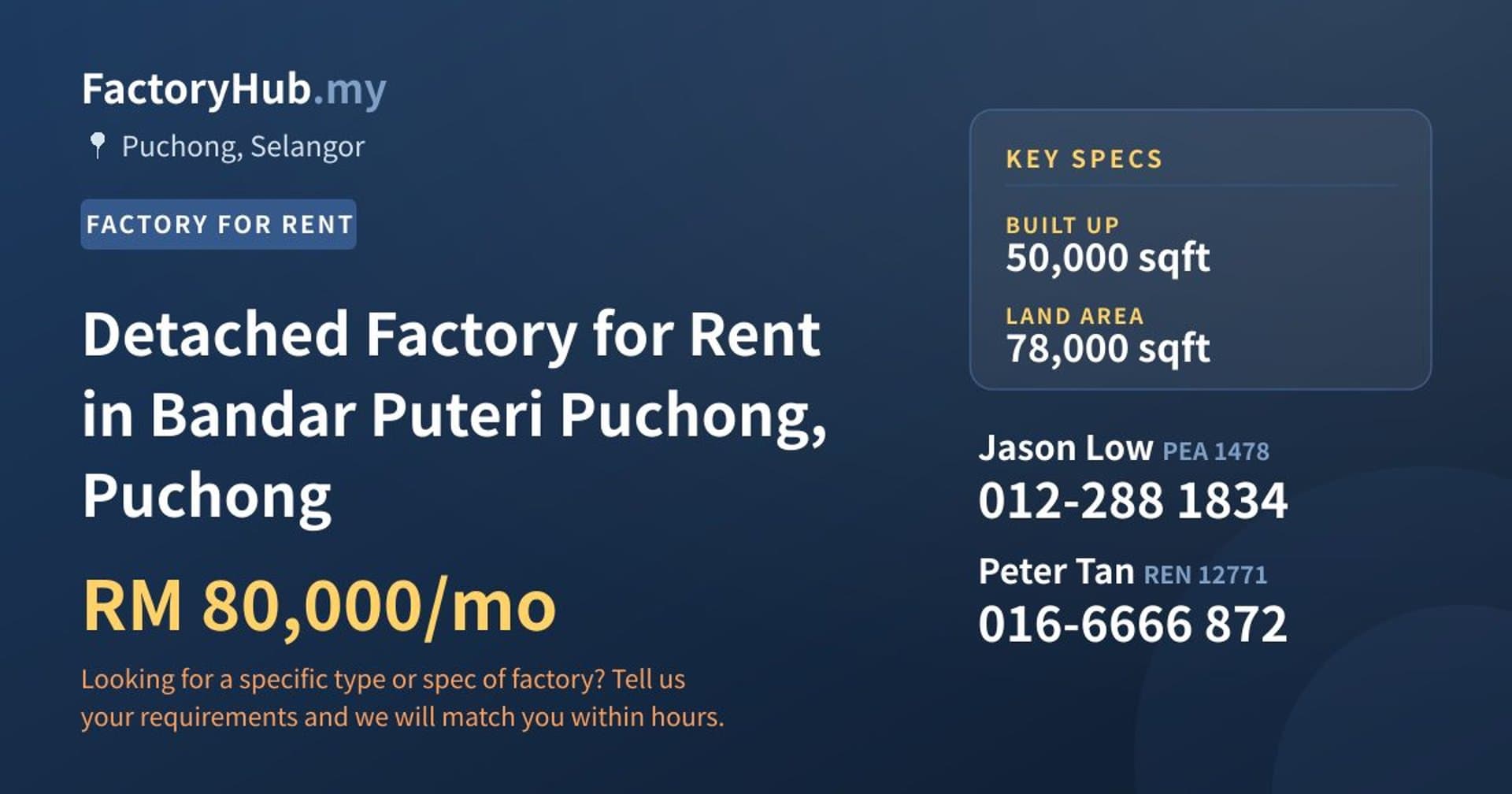 Detached Factory for Rent in Bandar Puteri Puchong, Puchong - Property image 1 of 2
